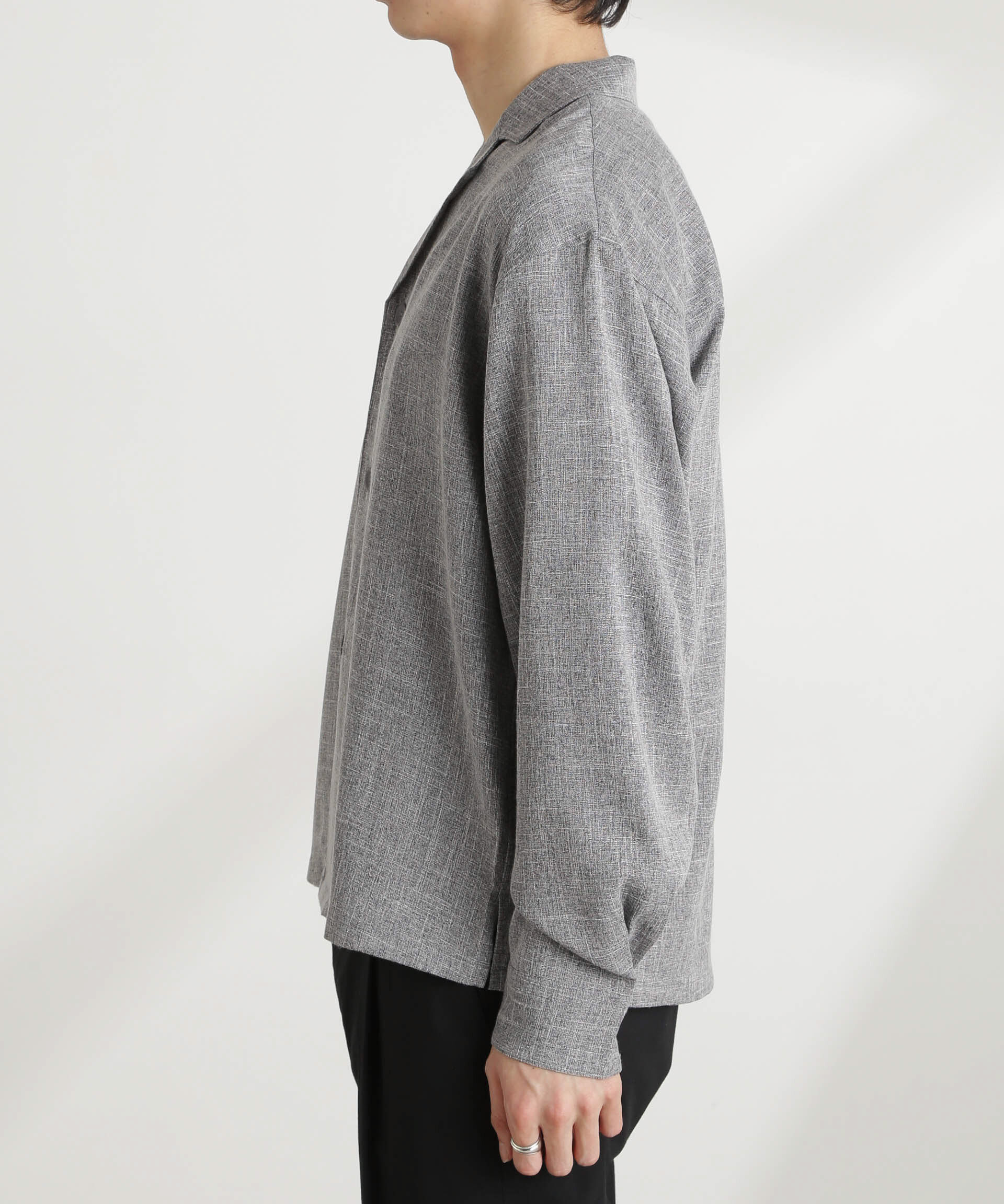 nano･universe「WEB限定/リネンライク開襟シャツ 長袖」|シャツ・ブラウス|