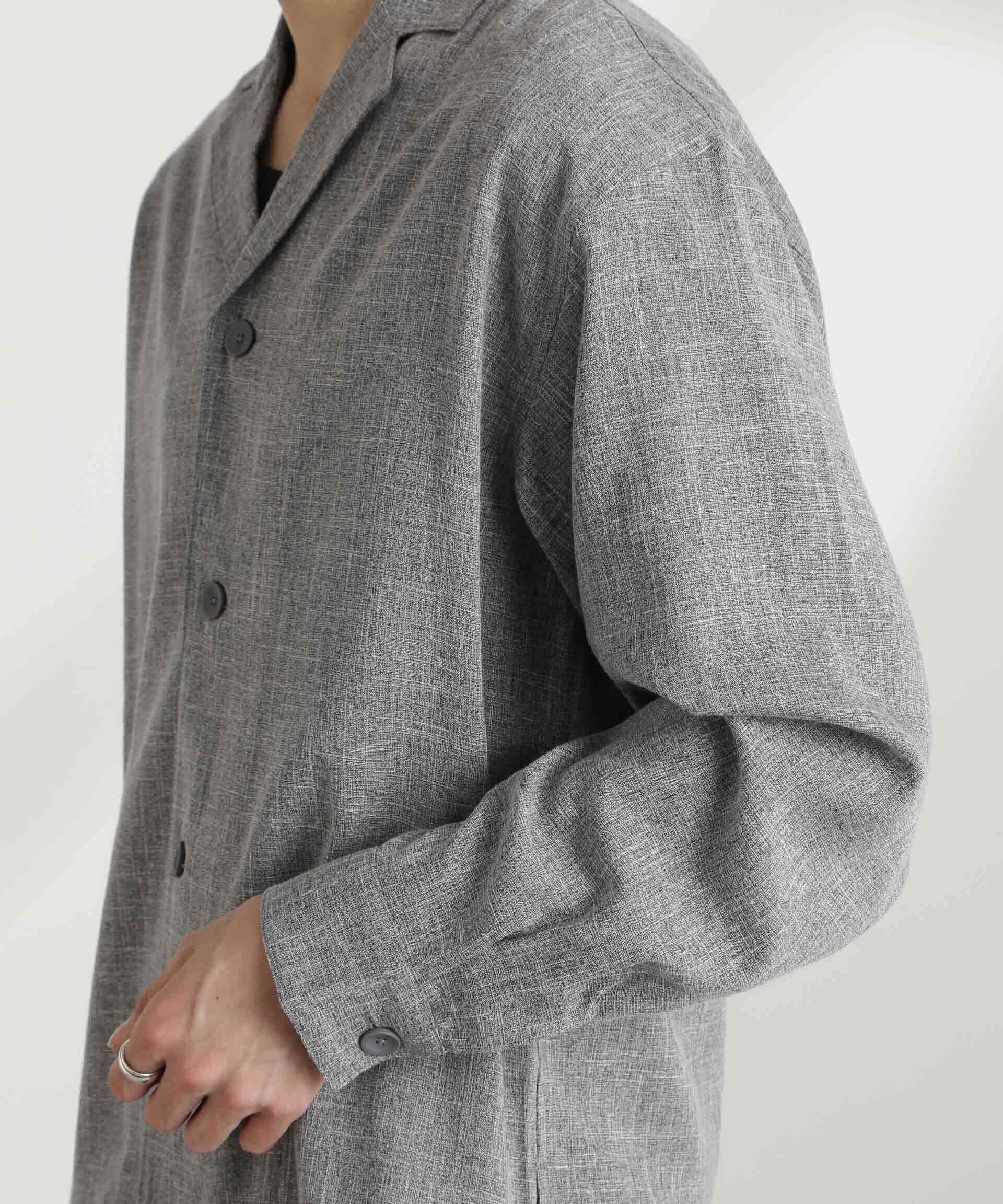 nano･universe「WEB限定/リネンライク開襟シャツ 長袖」|シャツ・ブラウス|