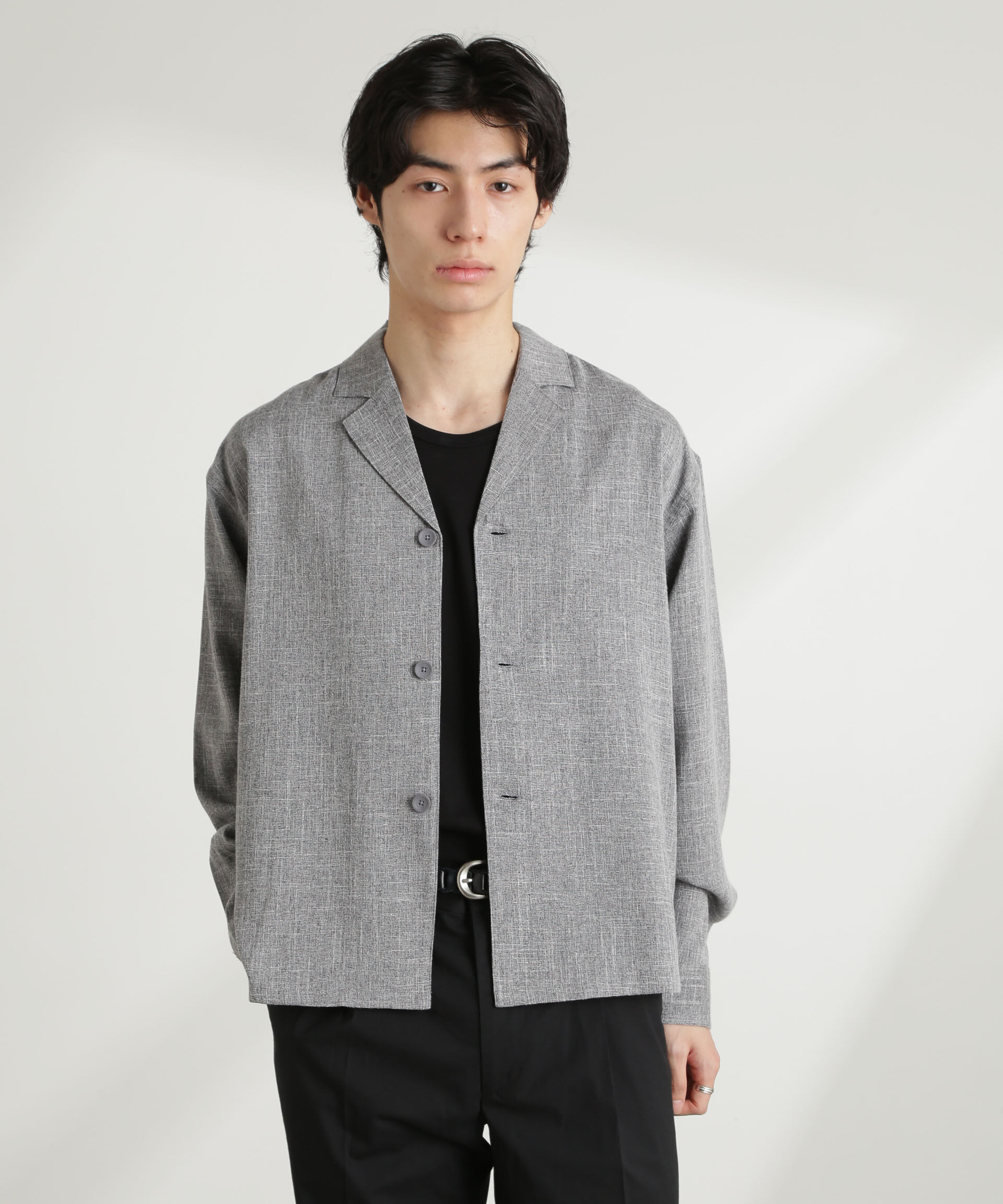 nano･universe「WEB限定/リネンライク開襟シャツ 長袖」|シャツ・ブラウス|