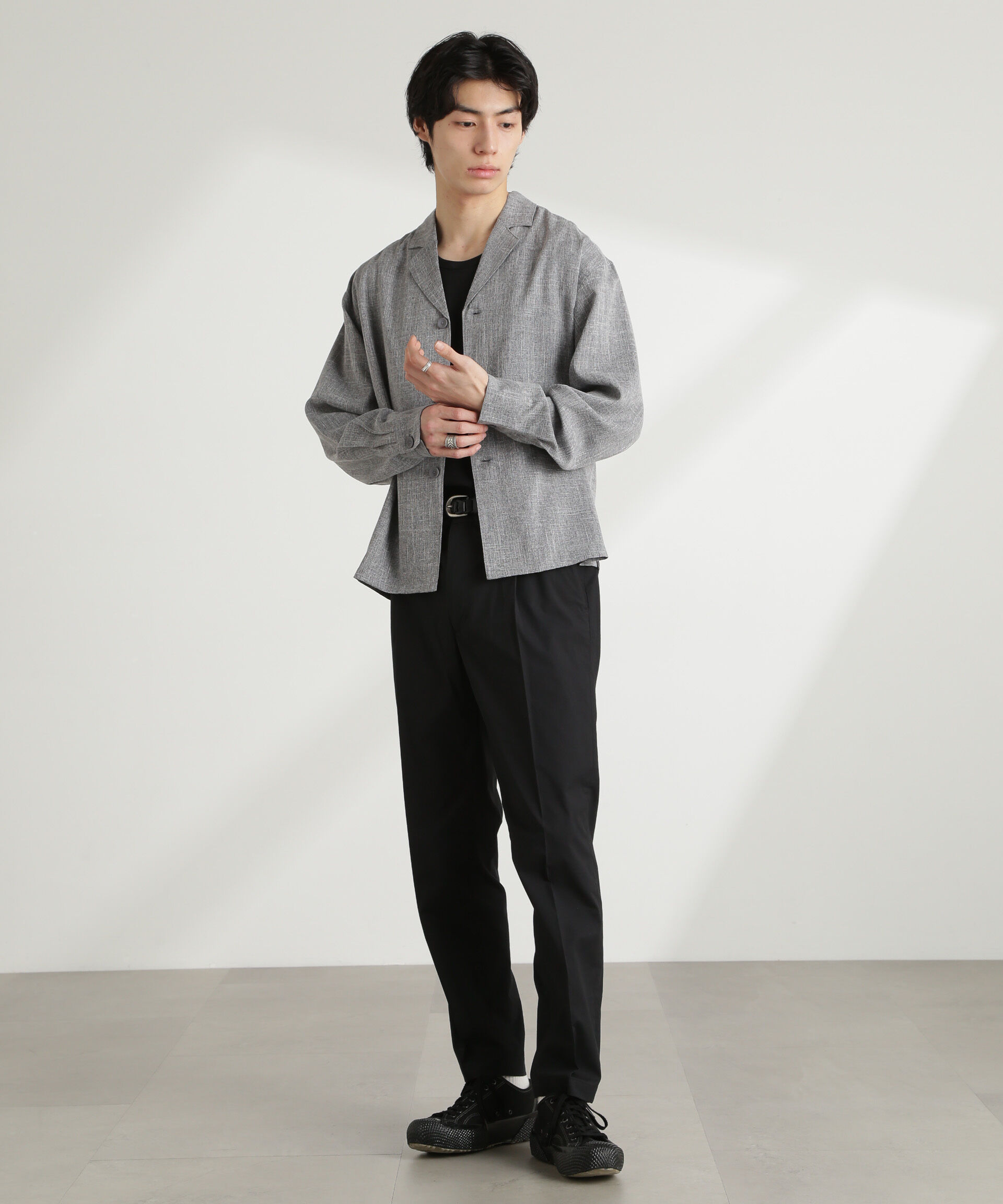 nano･universe「WEB限定/リネンライク開襟シャツ 長袖」|シャツ・ブラウス|