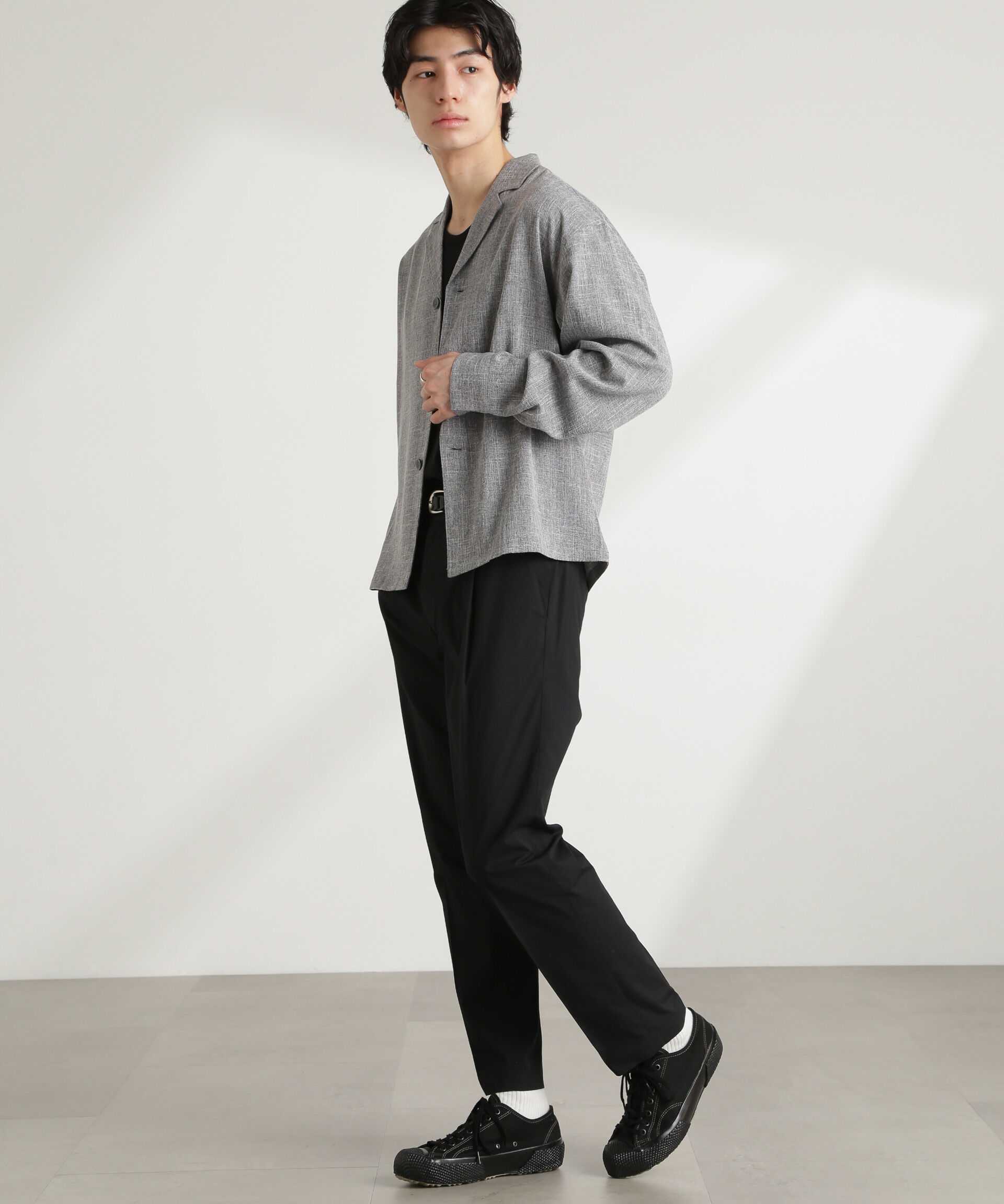 nano･universe「WEB限定/リネンライク開襟シャツ 長袖」|シャツ・ブラウス|