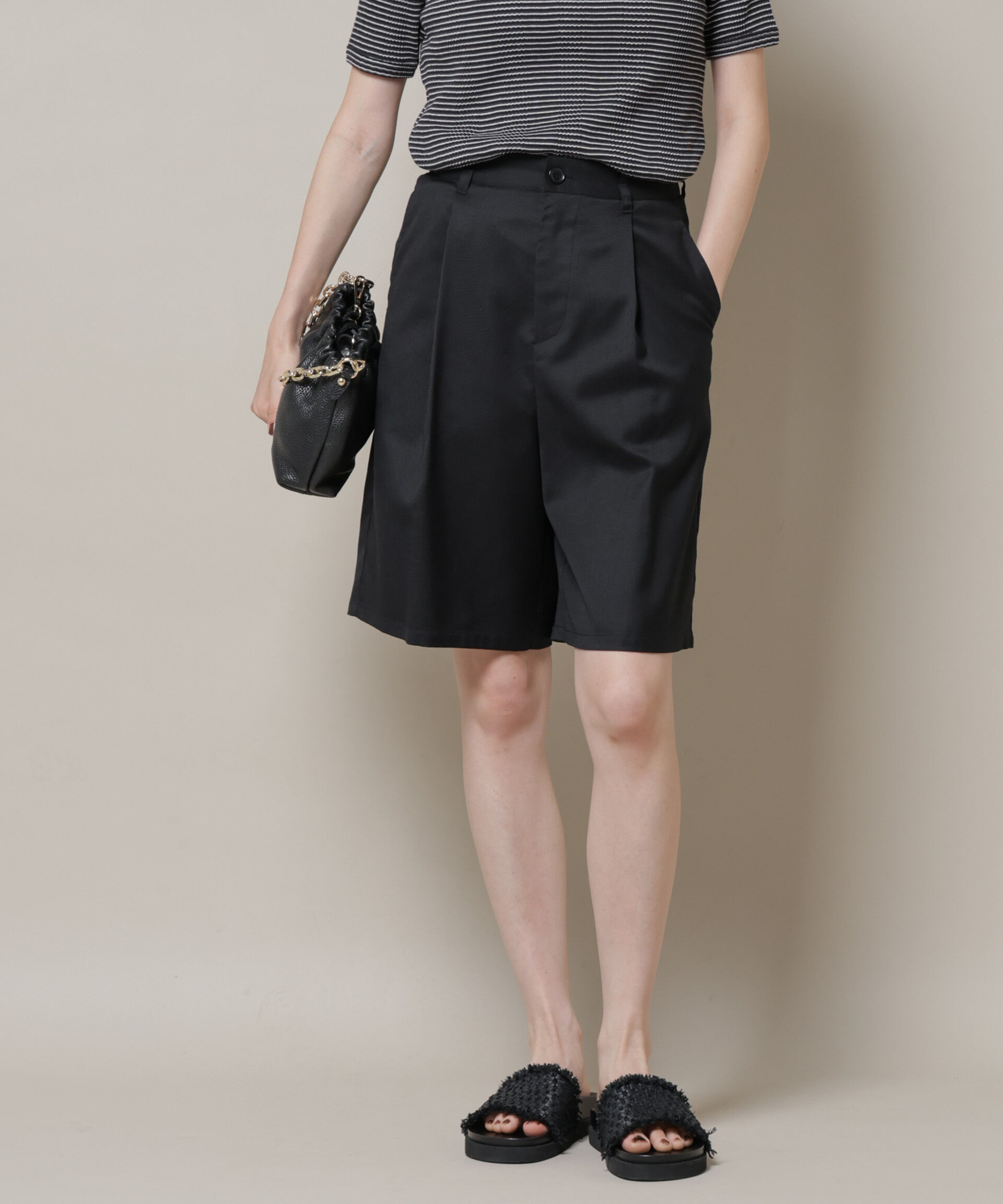nano･universe「ワンタックショートパンツ(セットアップ可)」|チノ|