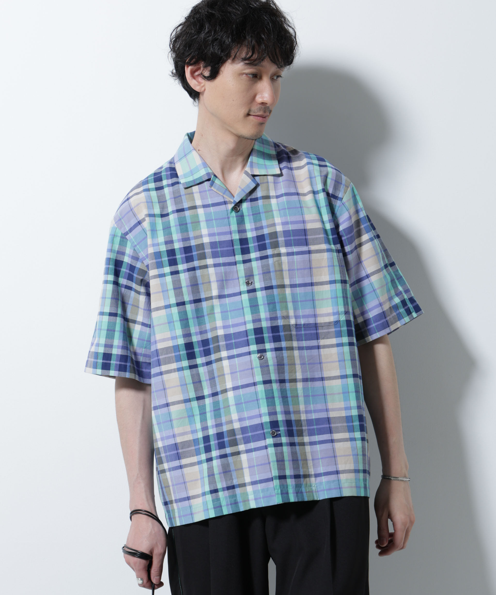 nano･universe「Fabric by INDIA オールドライクマドラスチェックシャツ 半袖」|シャツ・ブラウス|