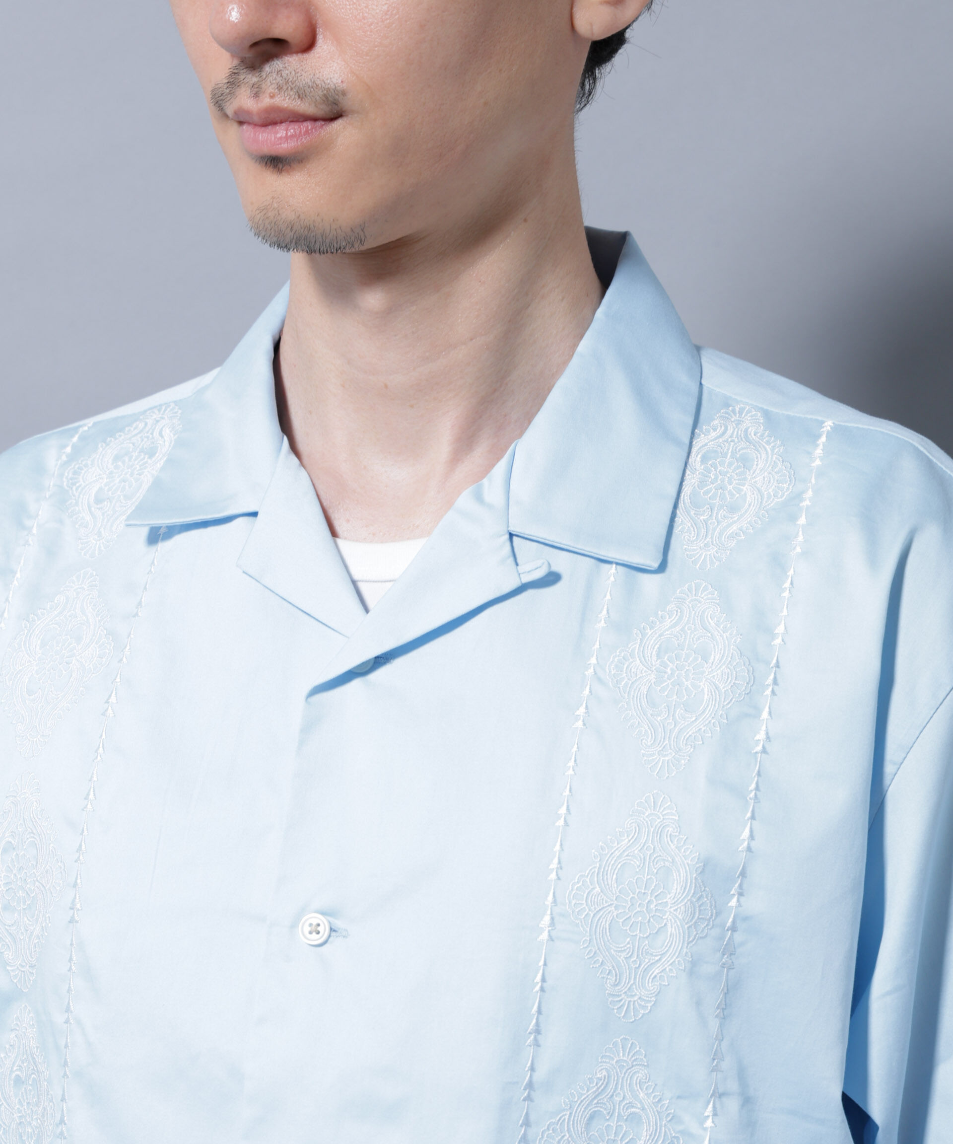 nano･universe「エンブロイダリー オープンカラーシャツ」|シャツ・ブラウス|