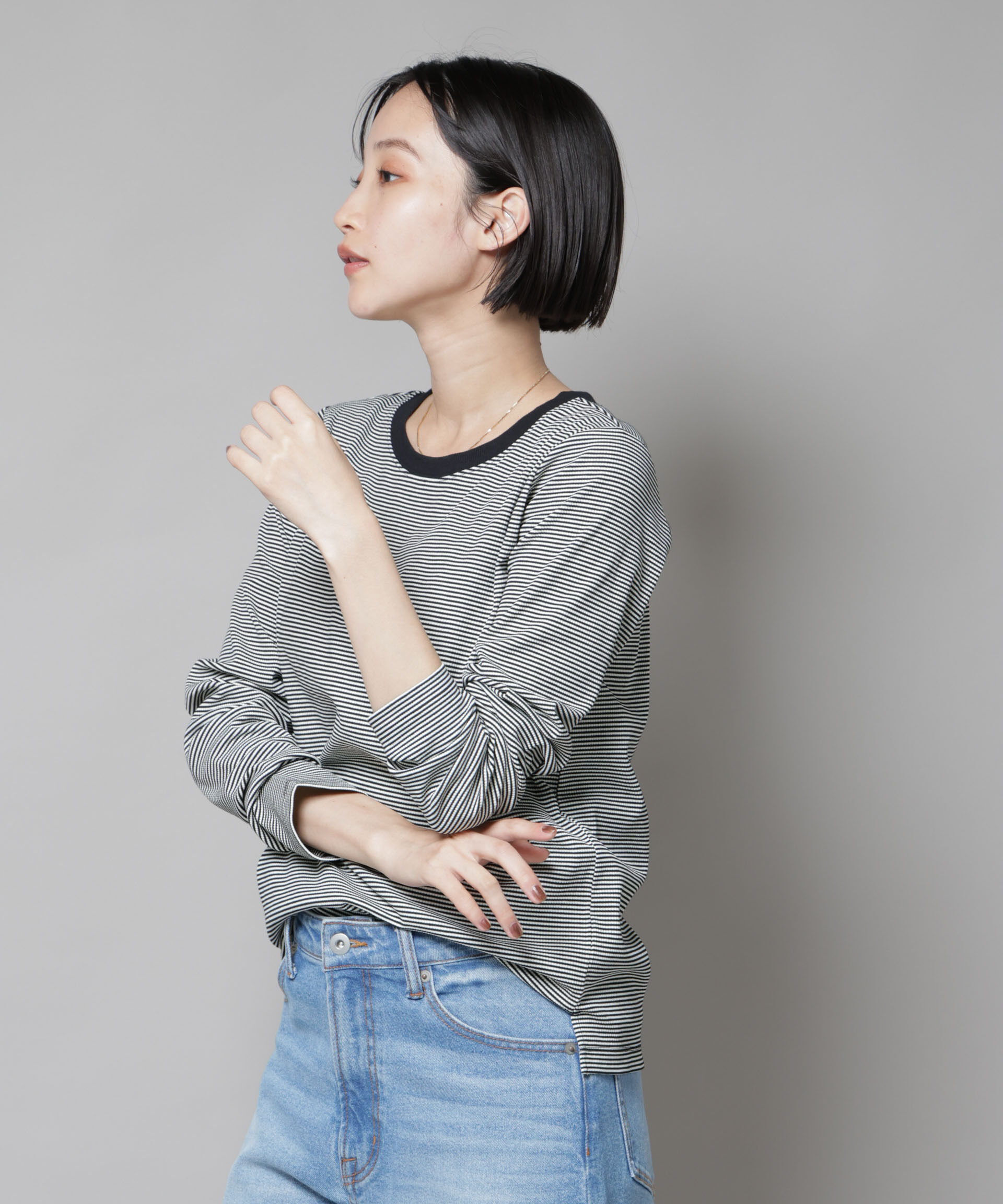 nano･universe「ミジンボーダーロングスリーブTシャツ」|Tシャツ・カットソー|