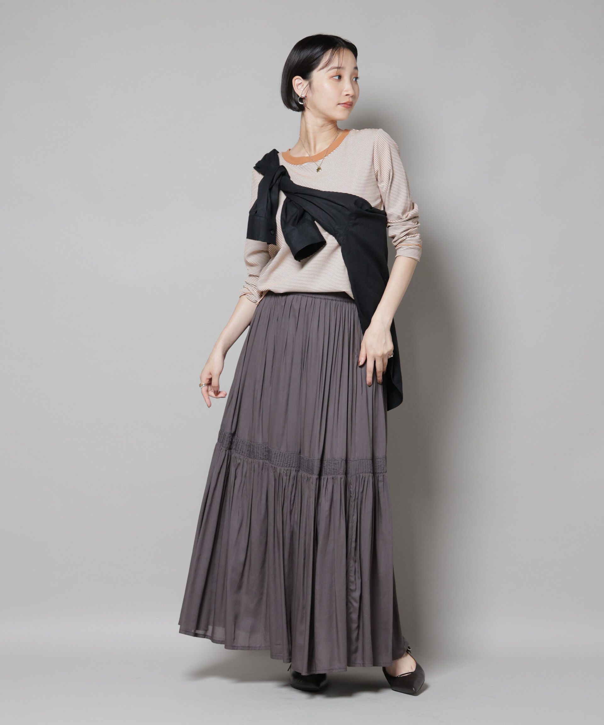 nano･universe「ミジンボーダーロングスリーブTシャツ」|Tシャツ・カットソー|