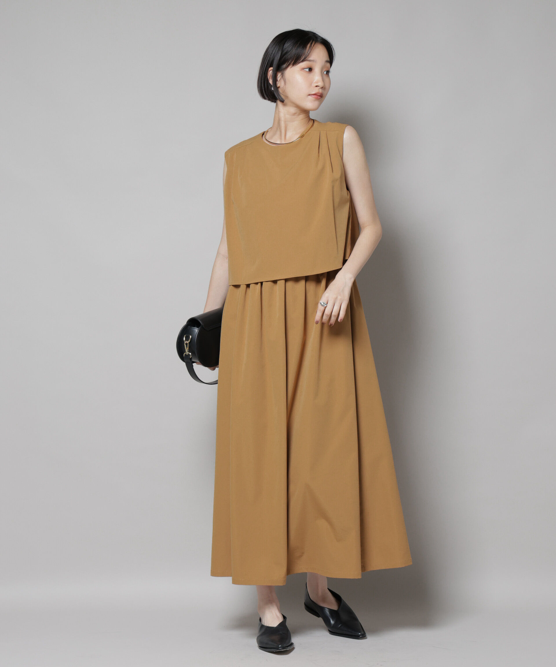 nano･universe「セットアップ風ノースリーブワンピース」|ワンピース|キャメル4