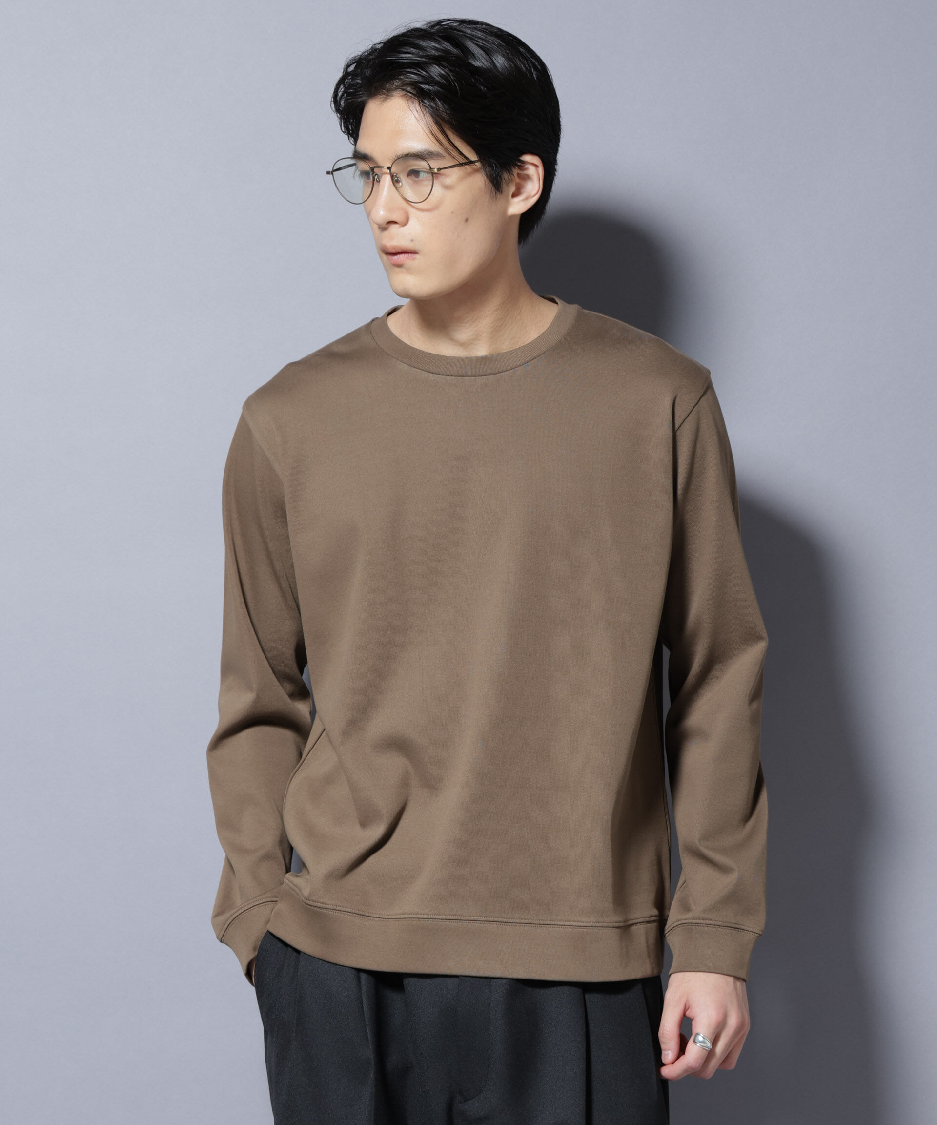 nano･universe「「FORMAL JERSEY」 クルーネックカットソー長袖」|Tシャツ・カットソー|カーキブラウ 4