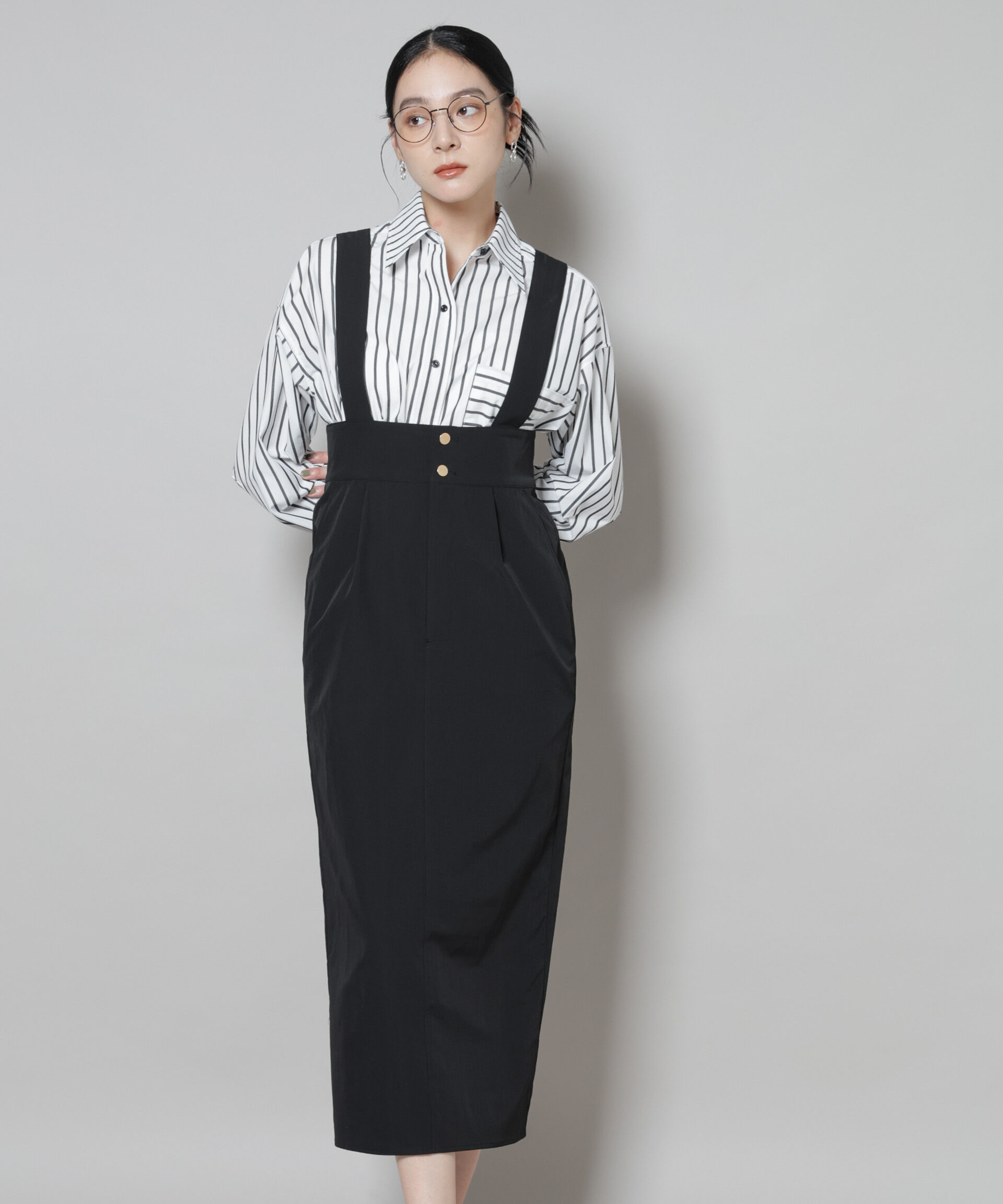 nano･universe「サスペンダー付きIラインジャンパースカート」|ワンピース|