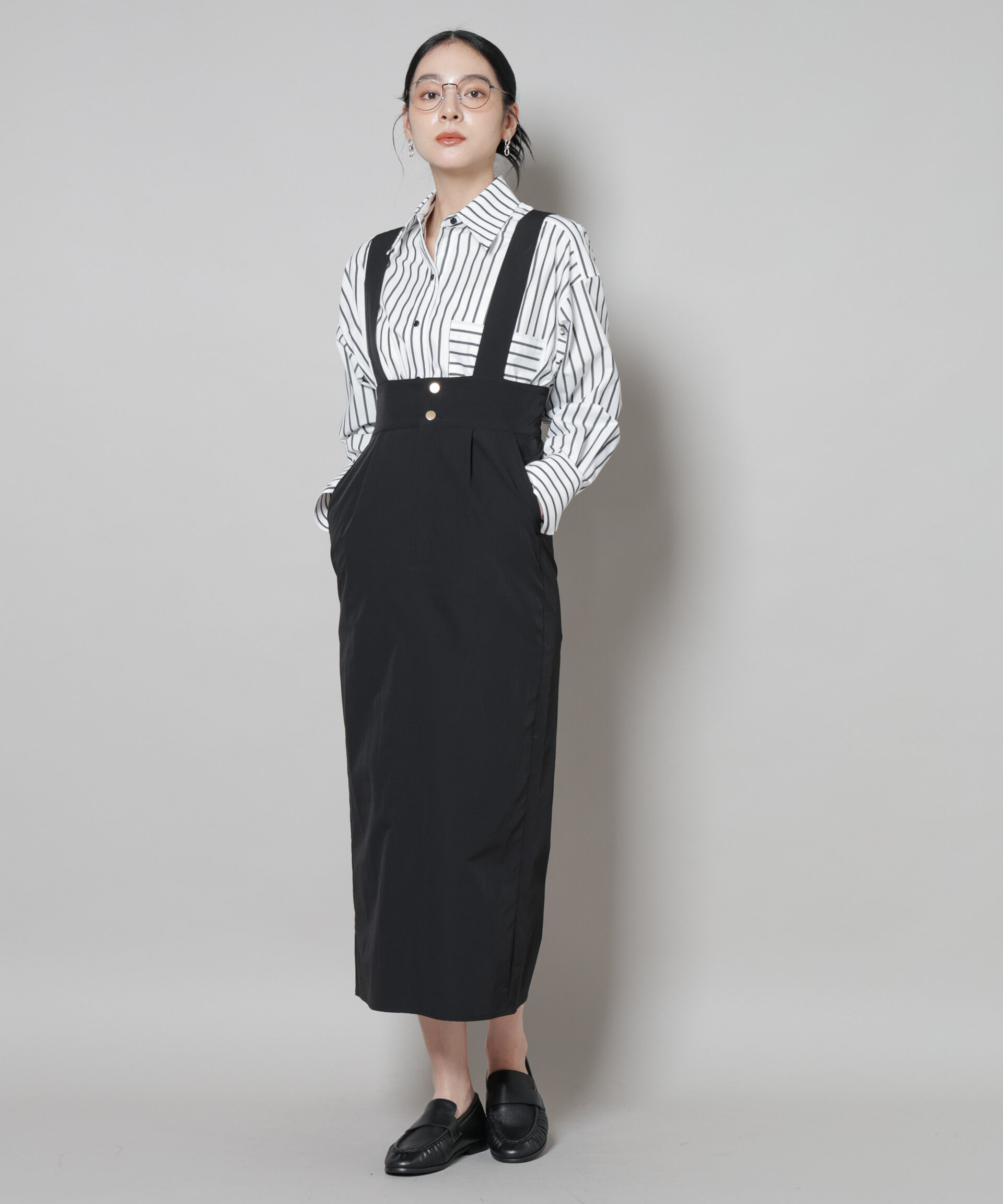 nano･universe「サスペンダー付きIラインジャンパースカート」|ワンピース|