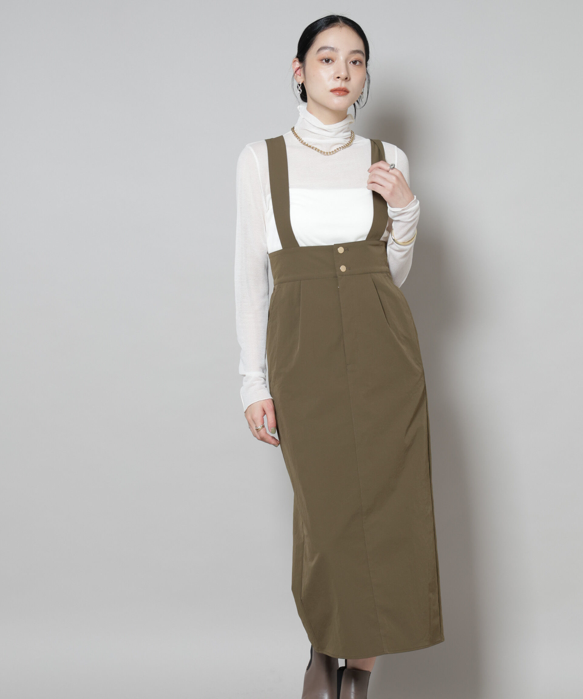 nano･universe「サスペンダー付きIラインジャンパースカート」|ワンピース|