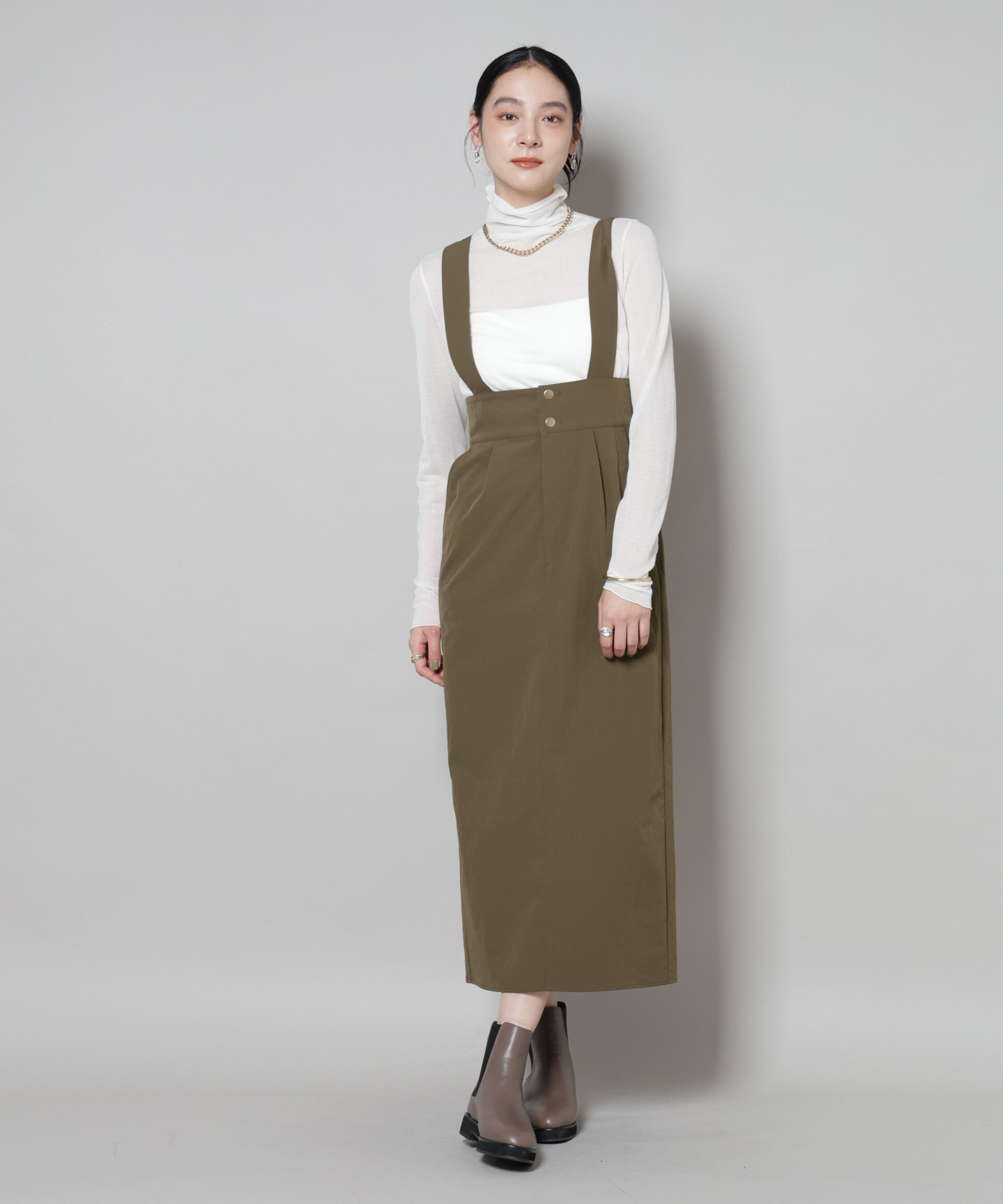 nano･universe「サスペンダー付きIラインジャンパースカート」|ワンピース|