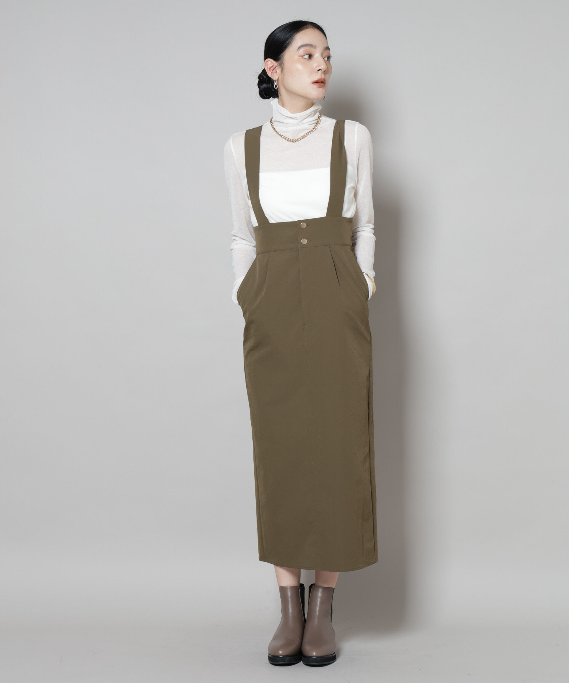 nano･universe「サスペンダー付きIラインジャンパースカート」|ワンピース|