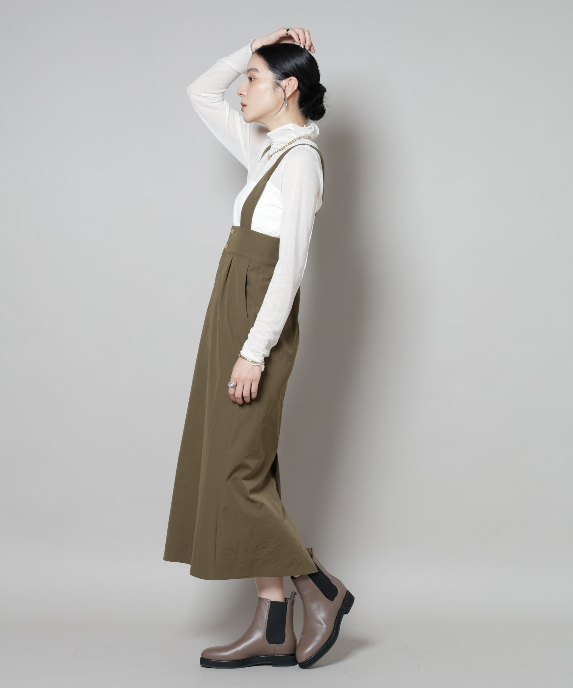 nano･universe「サスペンダー付きIラインジャンパースカート」|ワンピース|