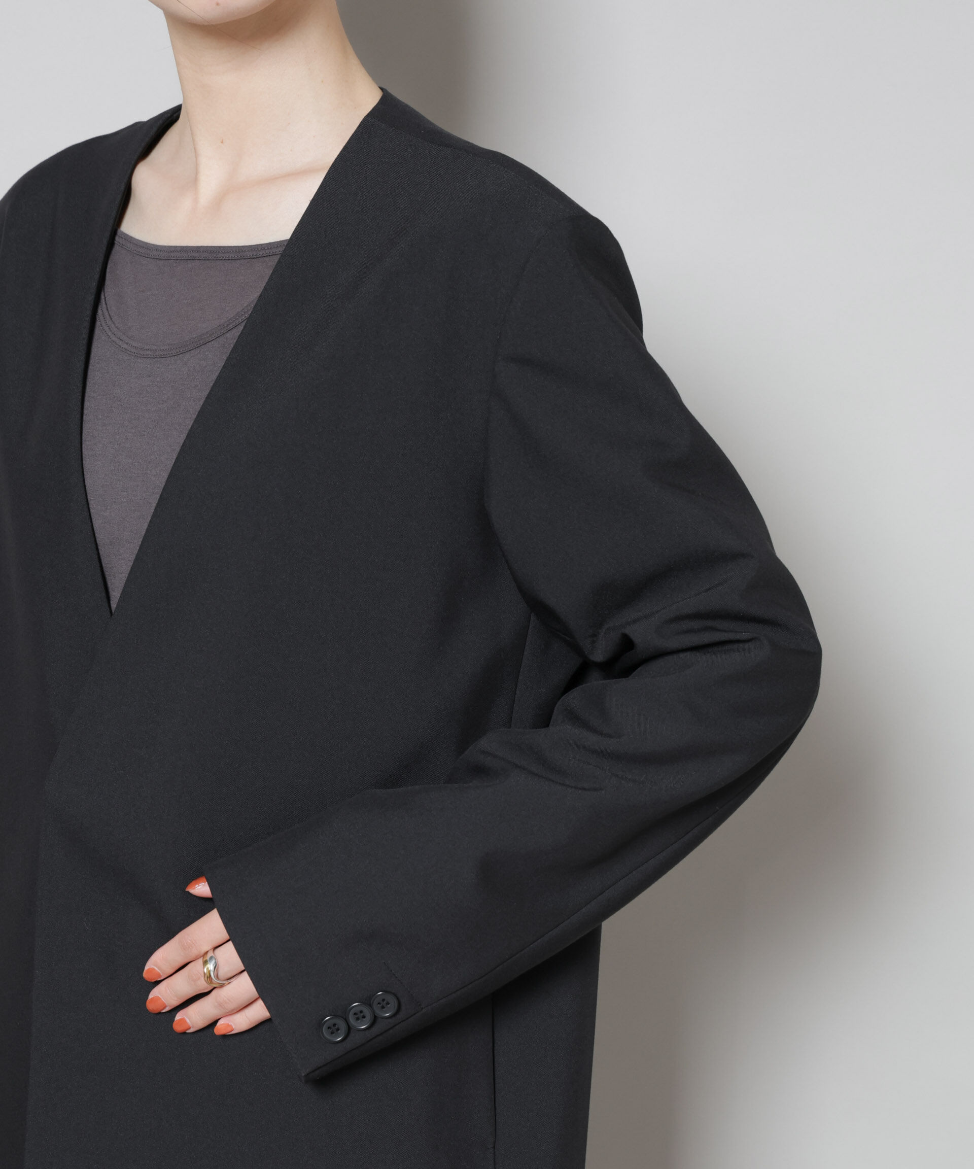 nano･universe「カラーレスワイドショルダージャケット(セットアップ可)」|テーラードジャケット|