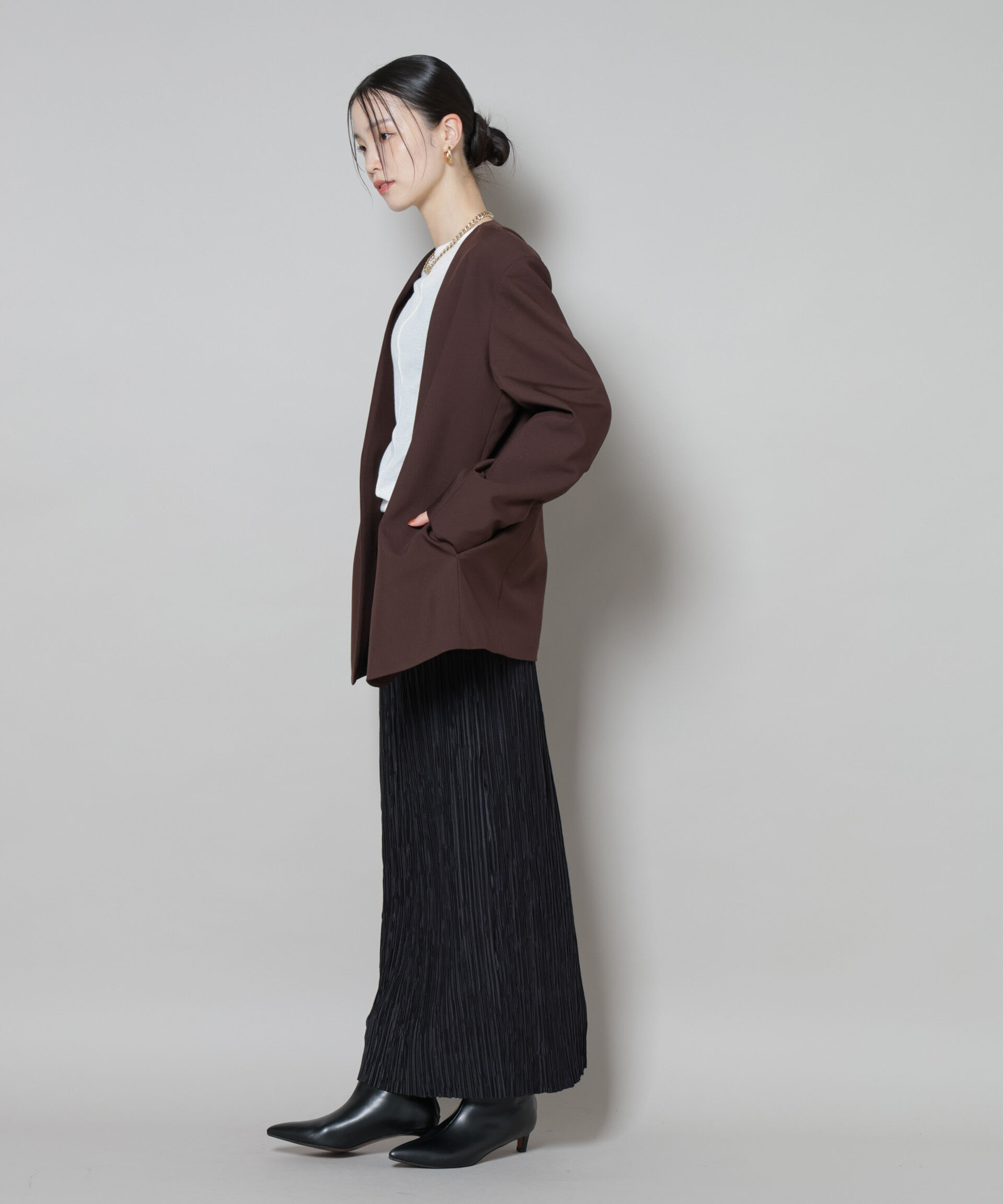 nano･universe「カラーレスワイドショルダージャケット(セットアップ可)」|テーラードジャケット|