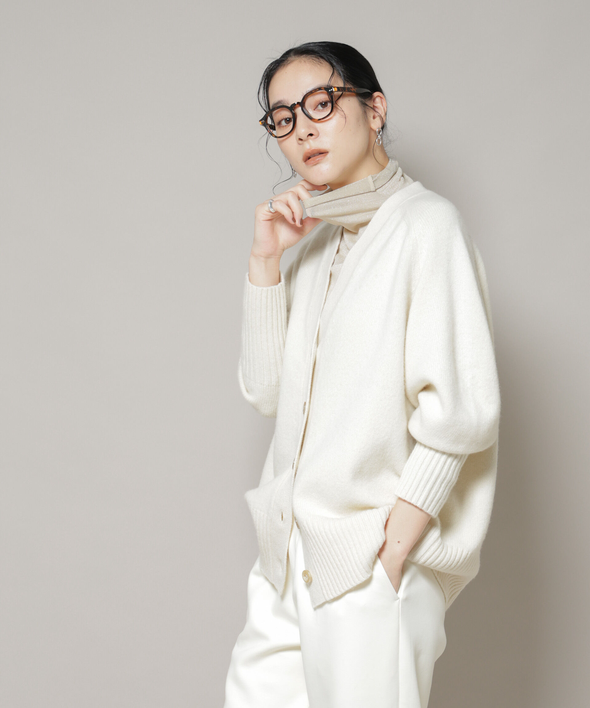 nano･universe「AQUAウールカシミヤVネックカーディガン」|ニット・セーター|