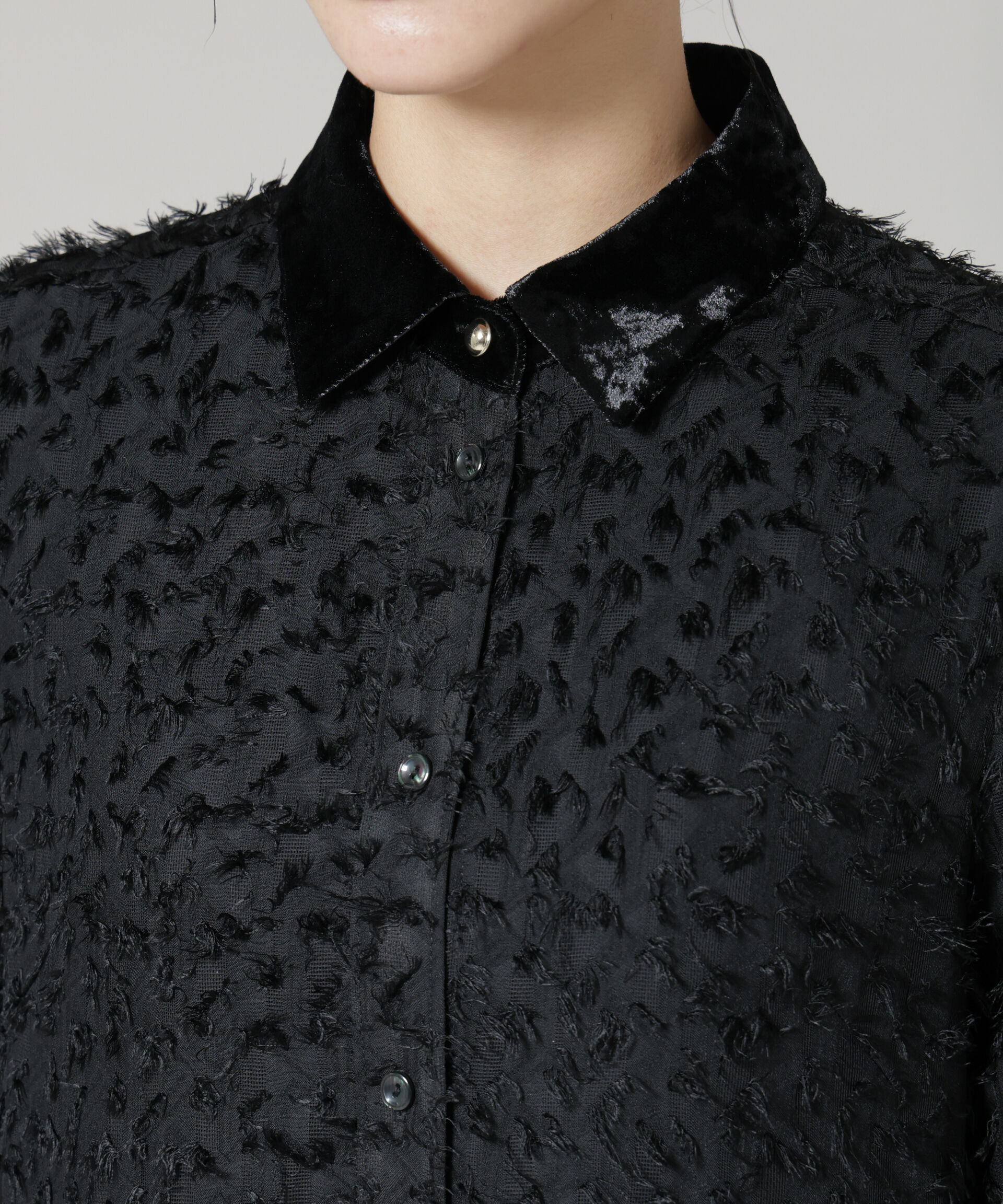 nano･universe「フリンジジャガードナローシャツワンピース」|ワンピース|