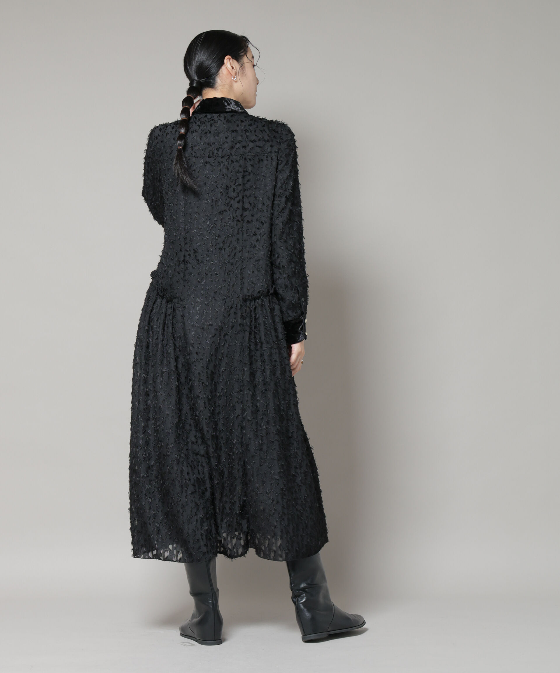 nano･universe「フリンジジャガードナローシャツワンピース」|ワンピース|