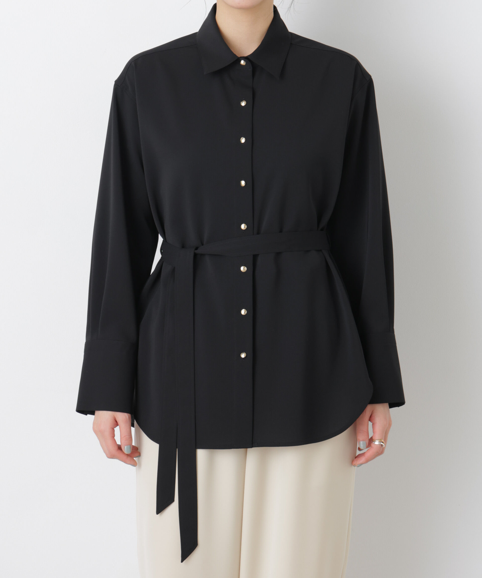nano･universe「ハイツイストドライベルテッドロングシャツ(セットアップ可)」|シャツ・ブラウス|