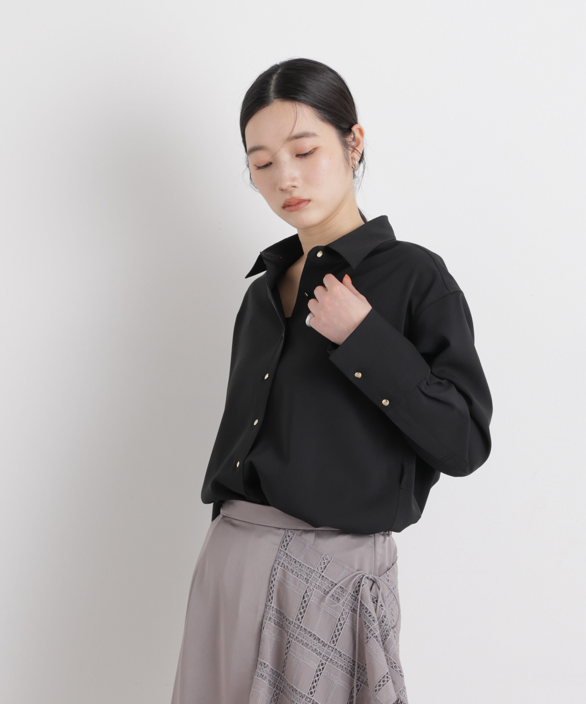 nano･universe「ハイツイストドライベルテッドロングシャツ(セットアップ可)」|シャツ・ブラウス|