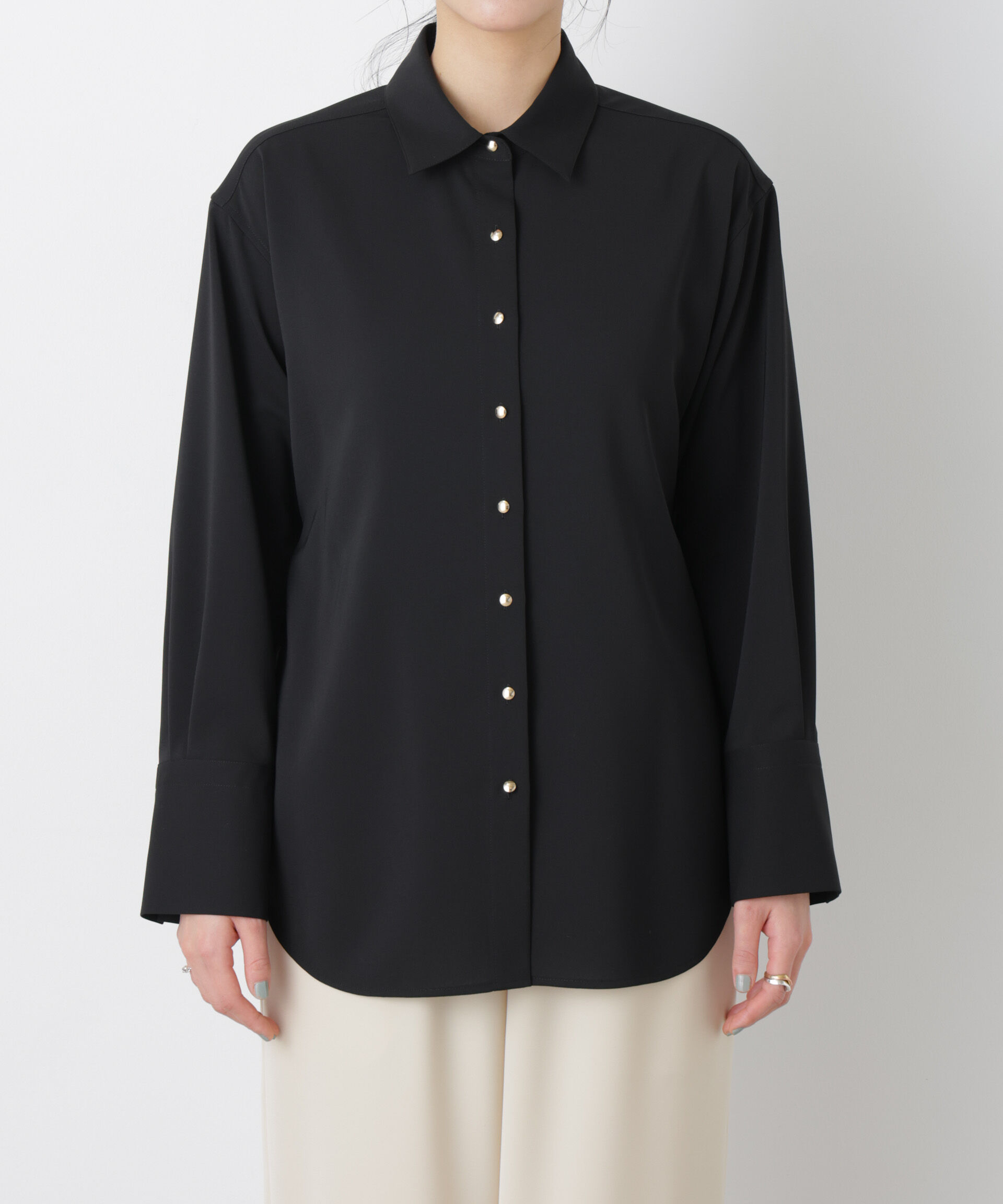 nano･universe「ハイツイストドライベルテッドロングシャツ(セットアップ可)」|シャツ・ブラウス|