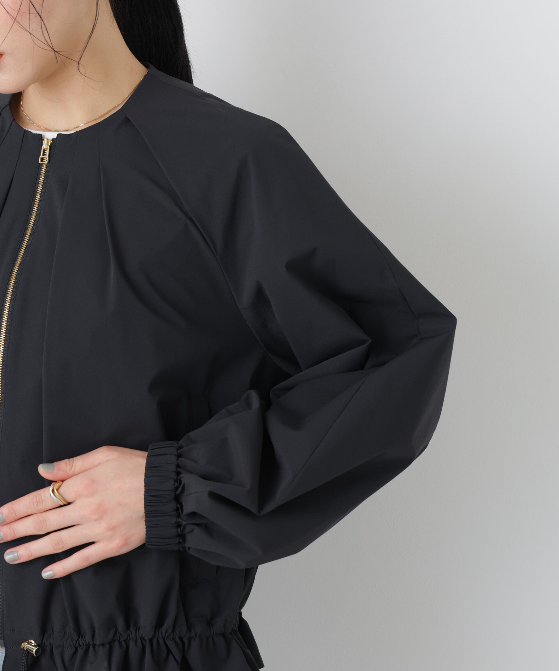 nano･universe「ノーカラードロストタックブルゾン」|ブルゾン・スタジャン|