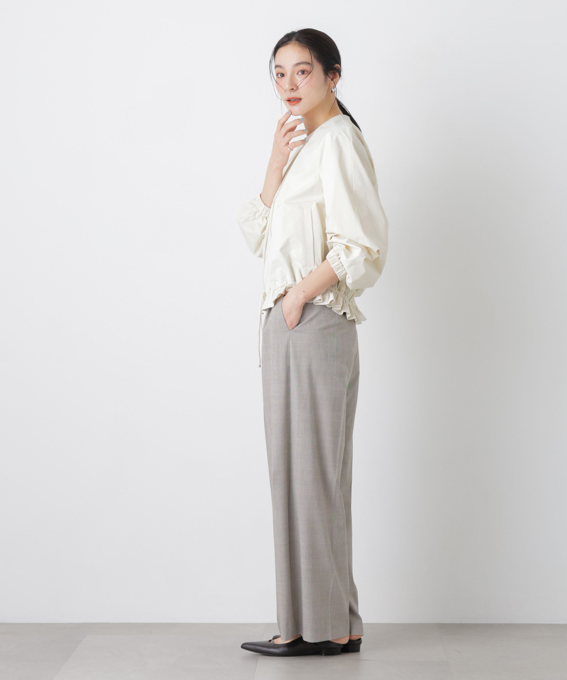 nano･universe「ノーカラードロストタックブルゾン」|ブルゾン・スタジャン|