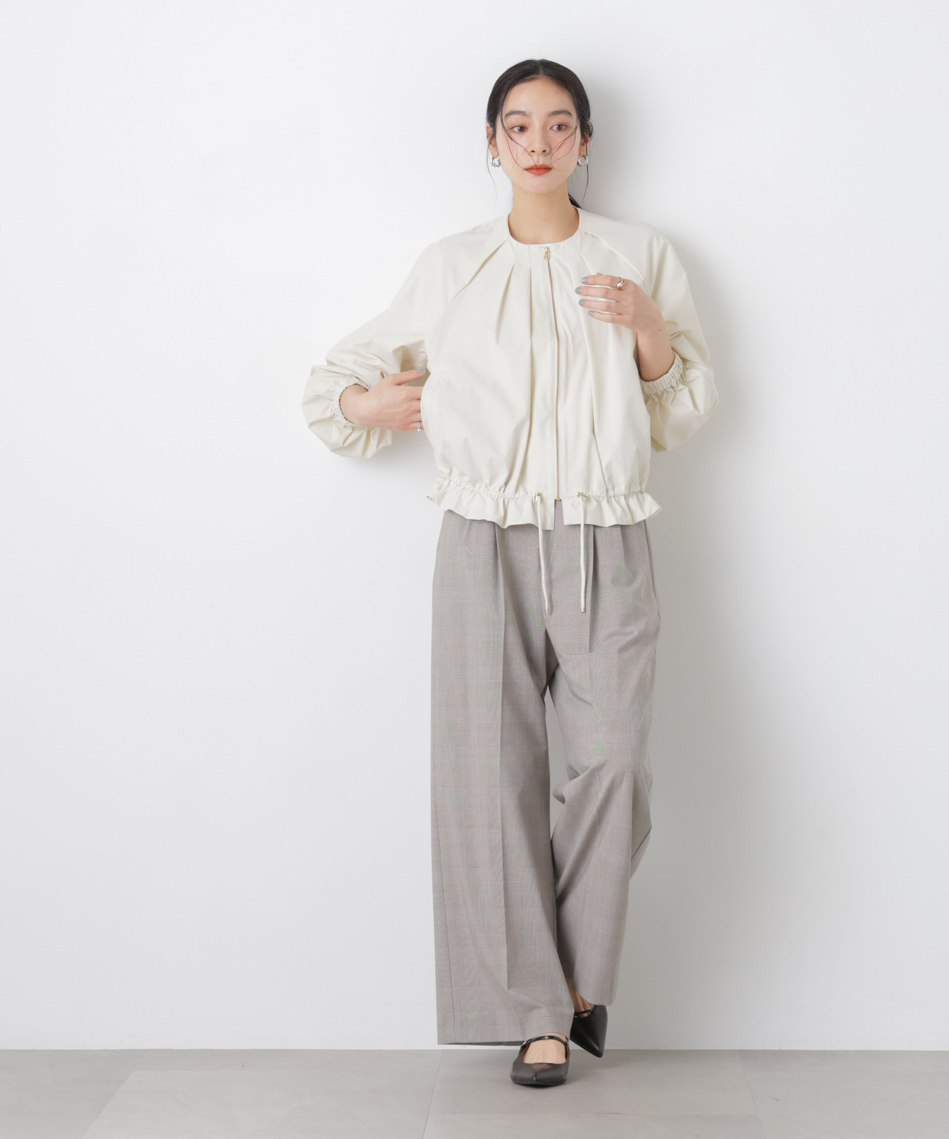 nano･universe「ノーカラードロストタックブルゾン」|ブルゾン・スタジャン|