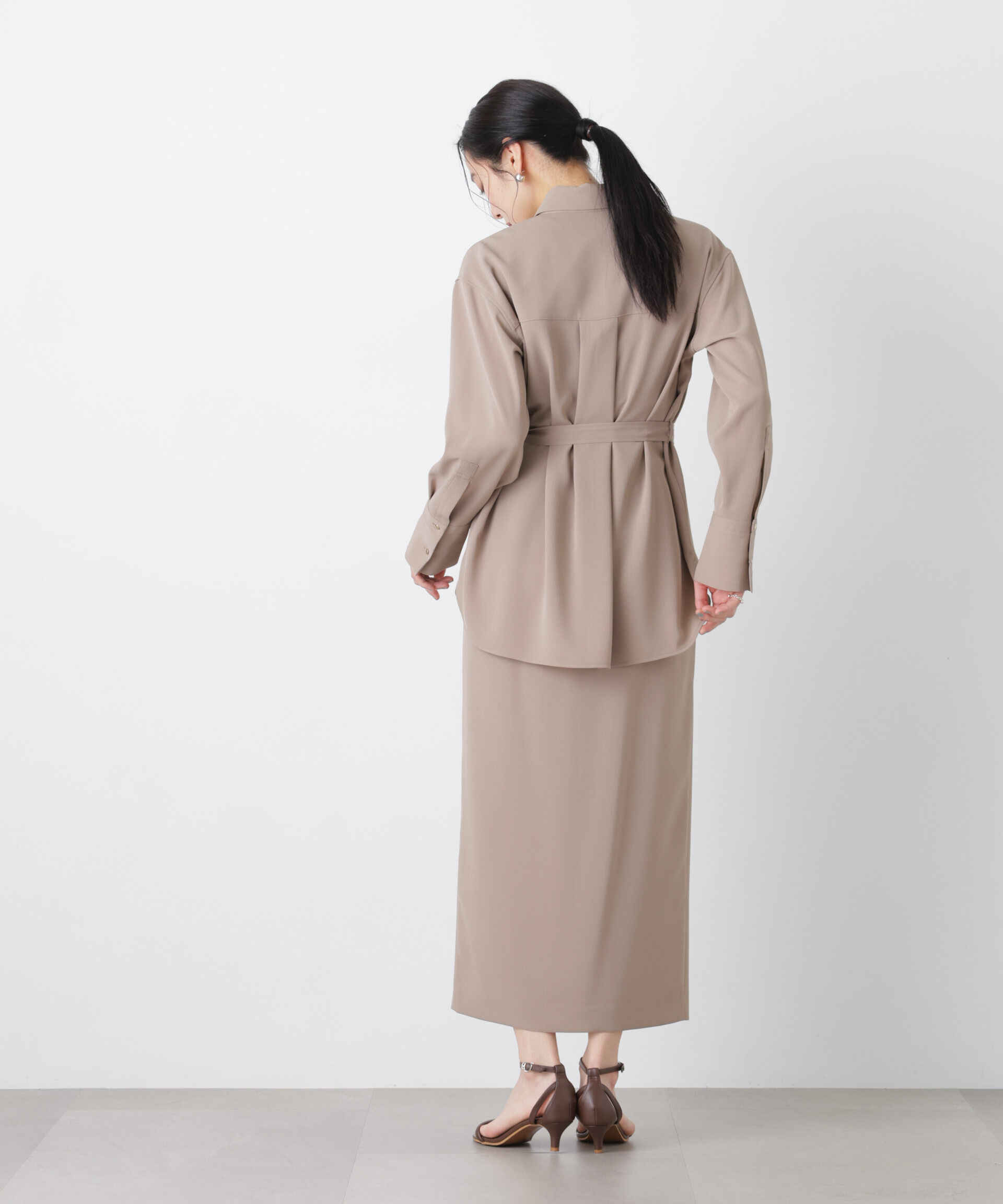 nano･universe「ハイツイストドライタックスリットロングスカート(セットアップ可)」|スカート|