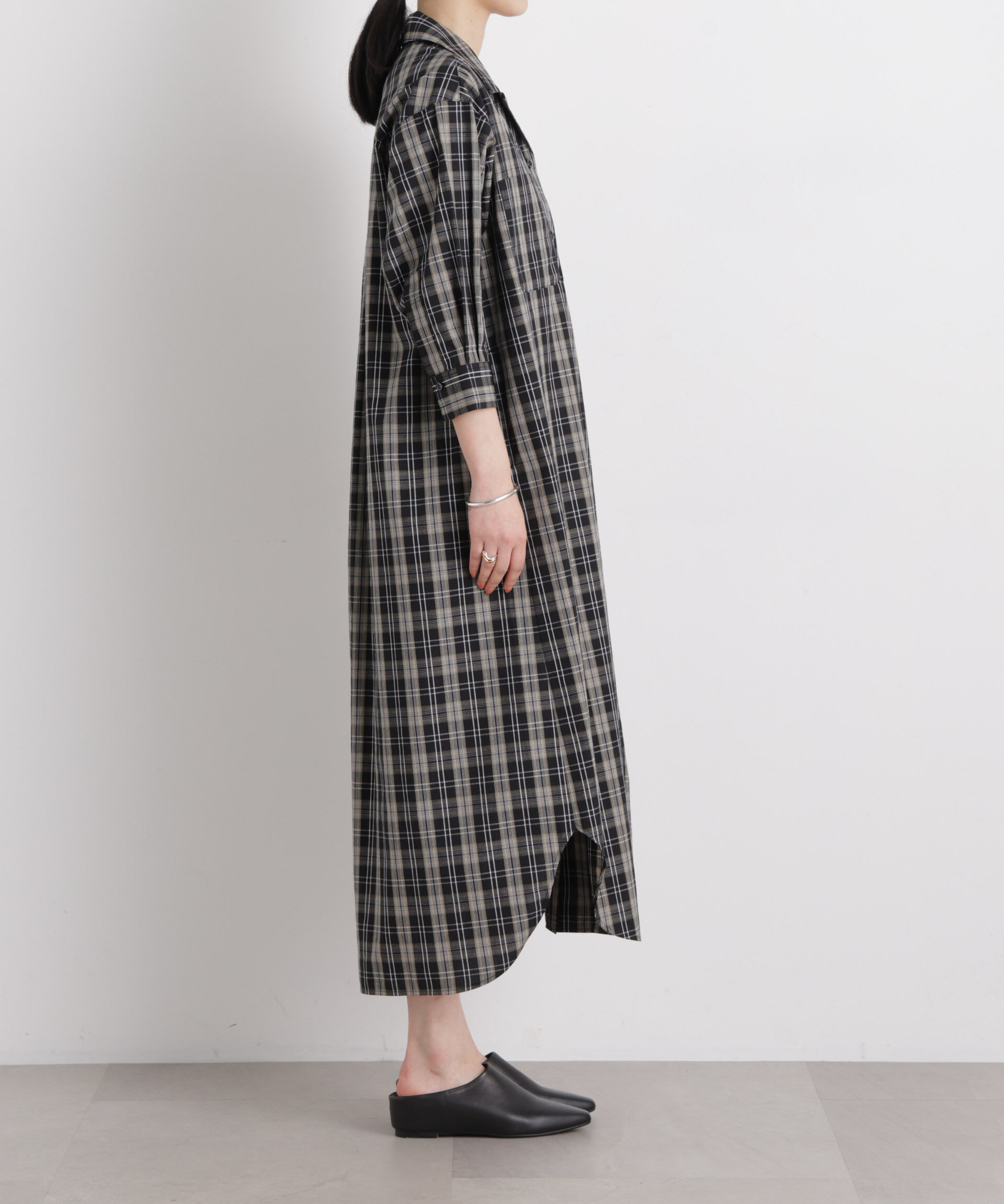 nano･universe「チェックポケットワイドシャツワンピース」|ワンピース|