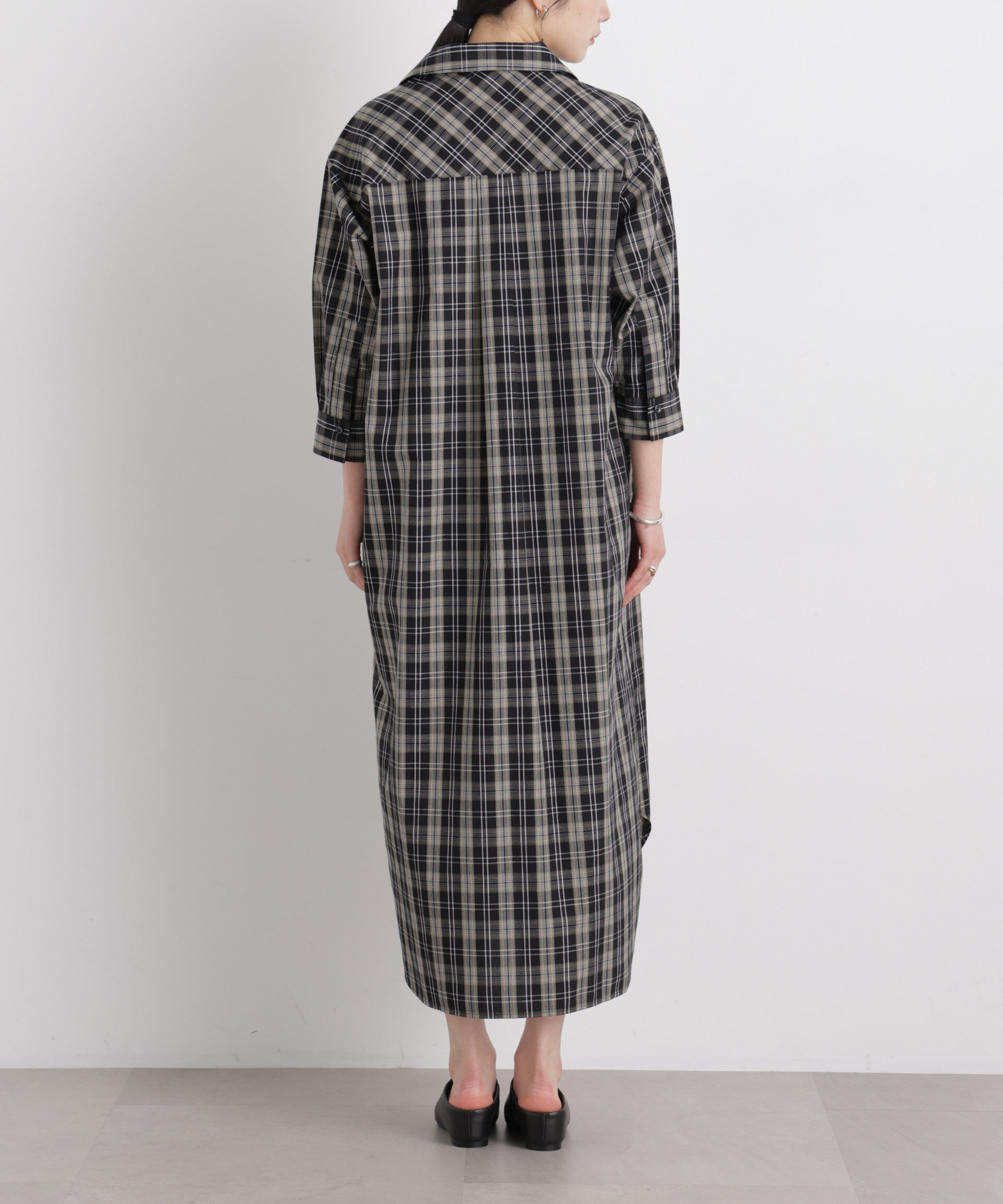 nano･universe「チェックポケットワイドシャツワンピース」|ワンピース|