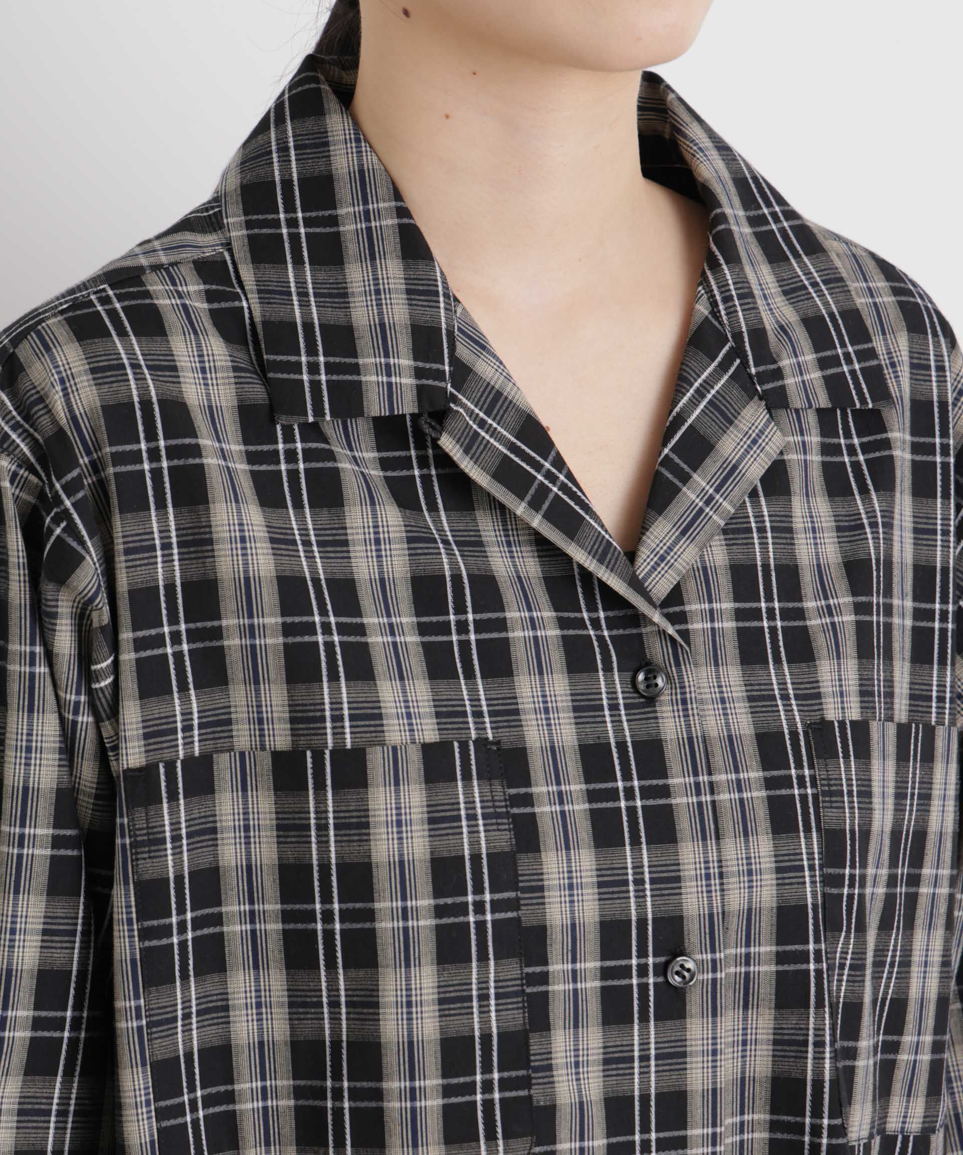 nano･universe「チェックポケットワイドシャツワンピース」|ワンピース|