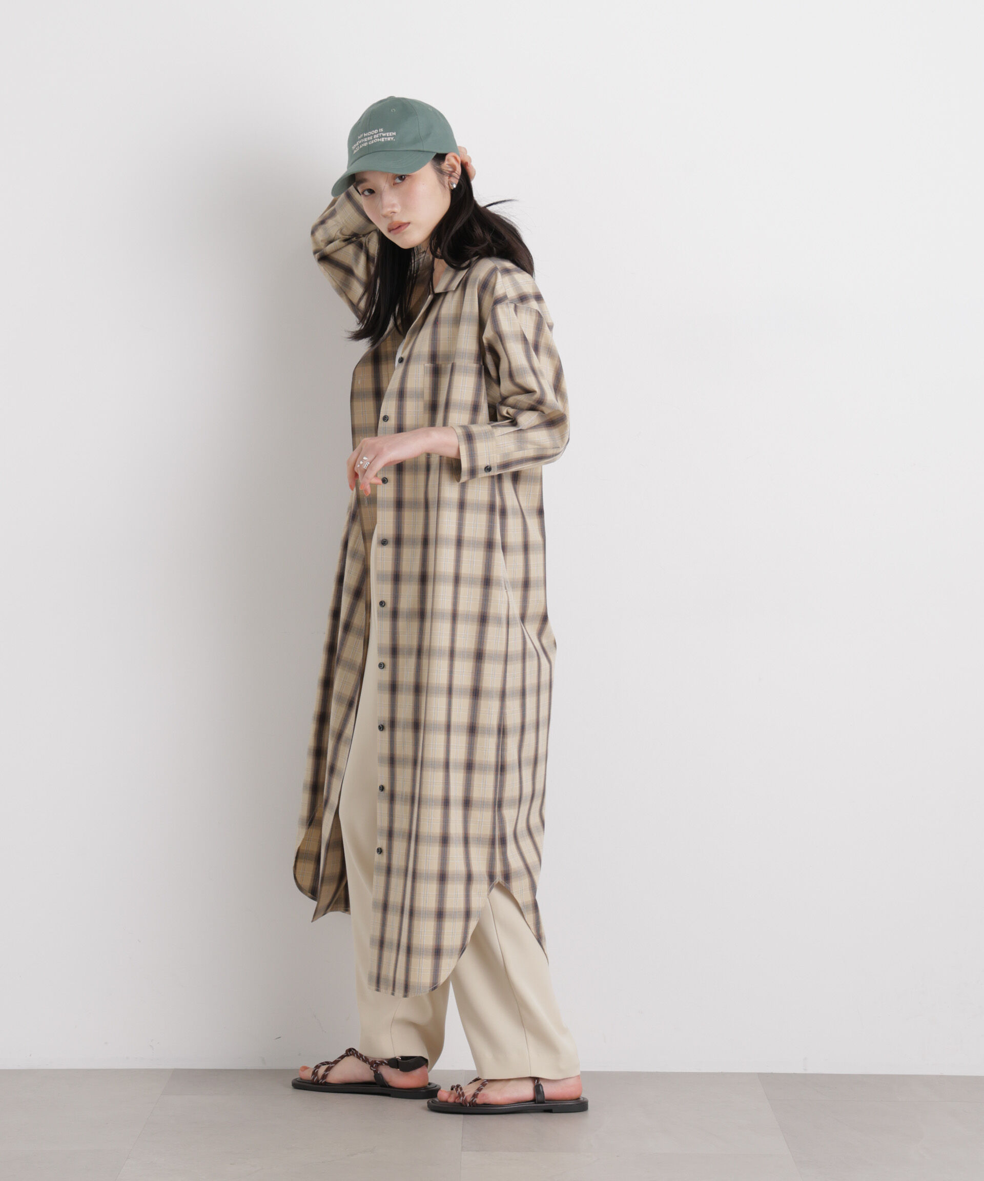 nano･universe「チェックポケットワイドシャツワンピース」|ワンピース|