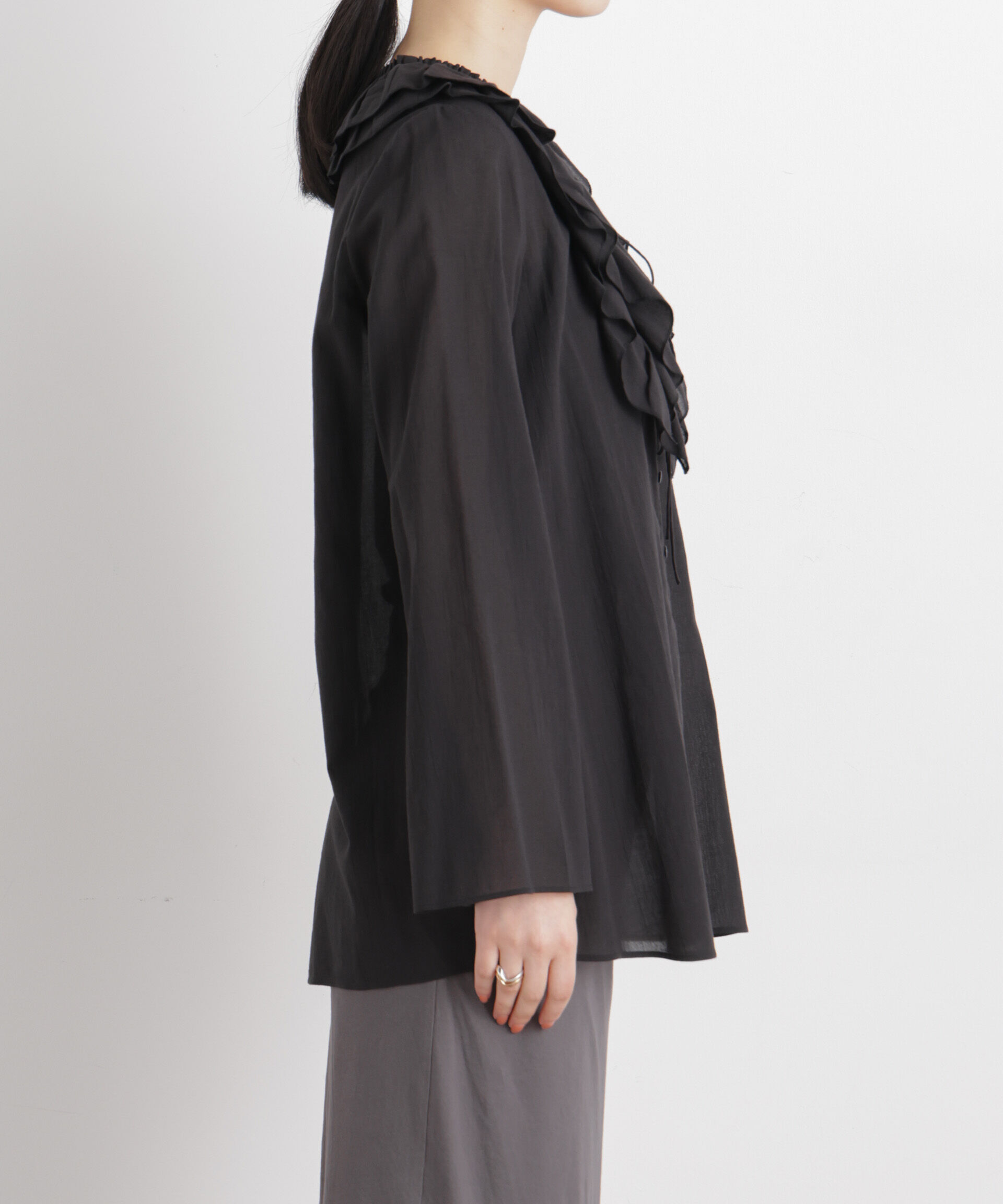 nano･universe「コットンシフォンフリルブラウス」|シャツ・ブラウス|