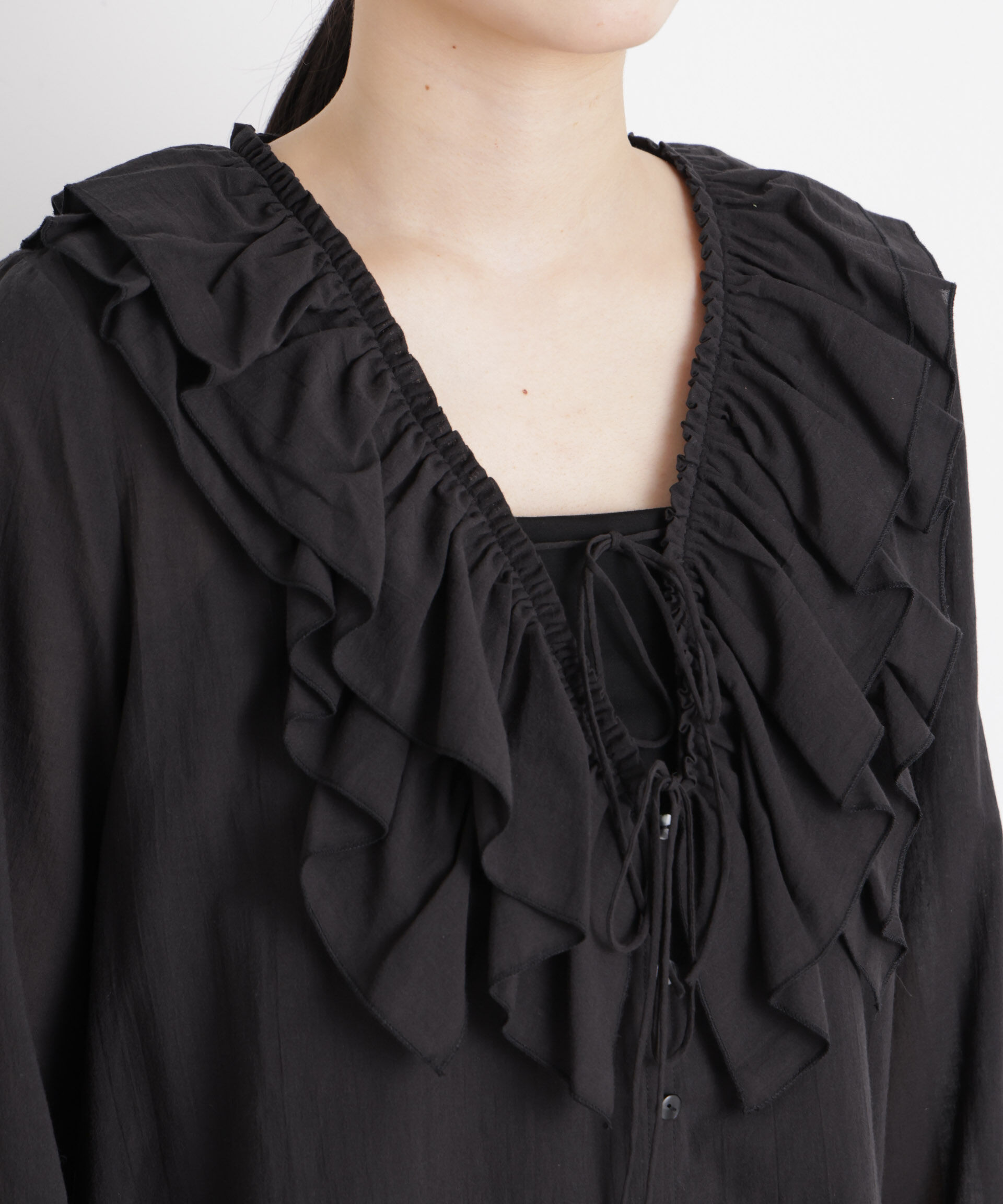 nano･universe「コットンシフォンフリルブラウス」|シャツ・ブラウス|