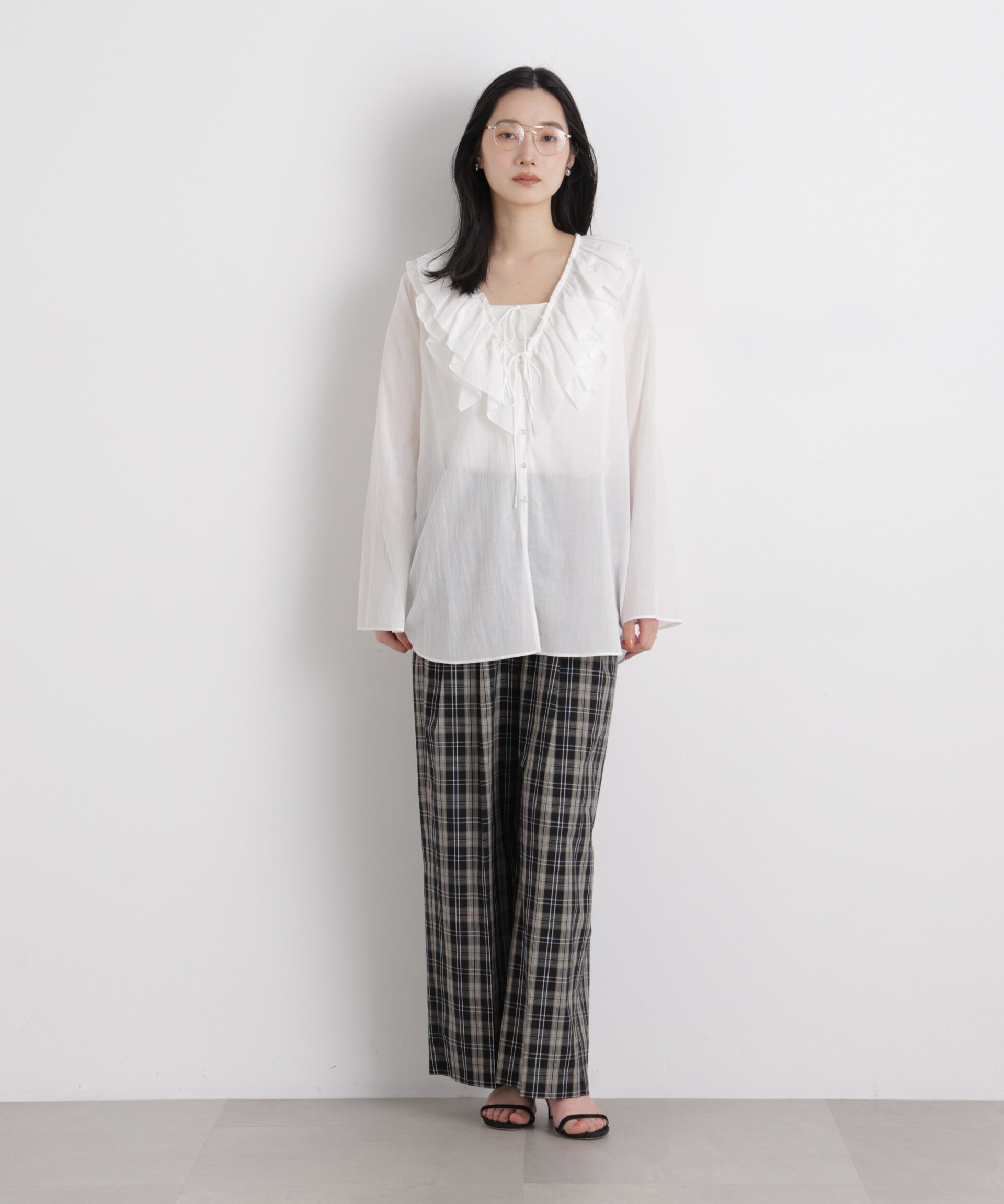 nano･universe「コットンシフォンフリルブラウス」|シャツ・ブラウス|