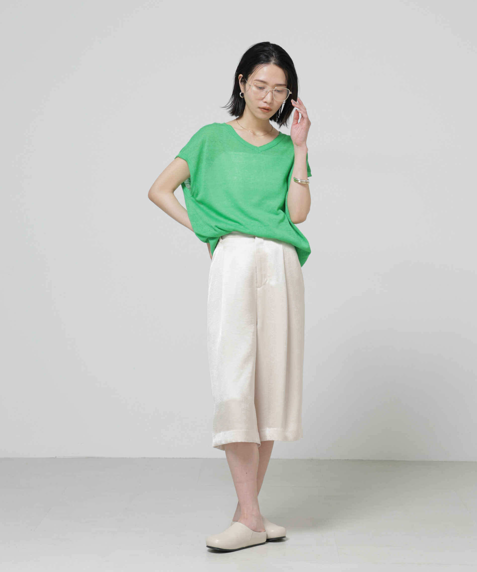 nano･universe「European Flax 2wayフレンチスリーブニット」|ニット・セーター|