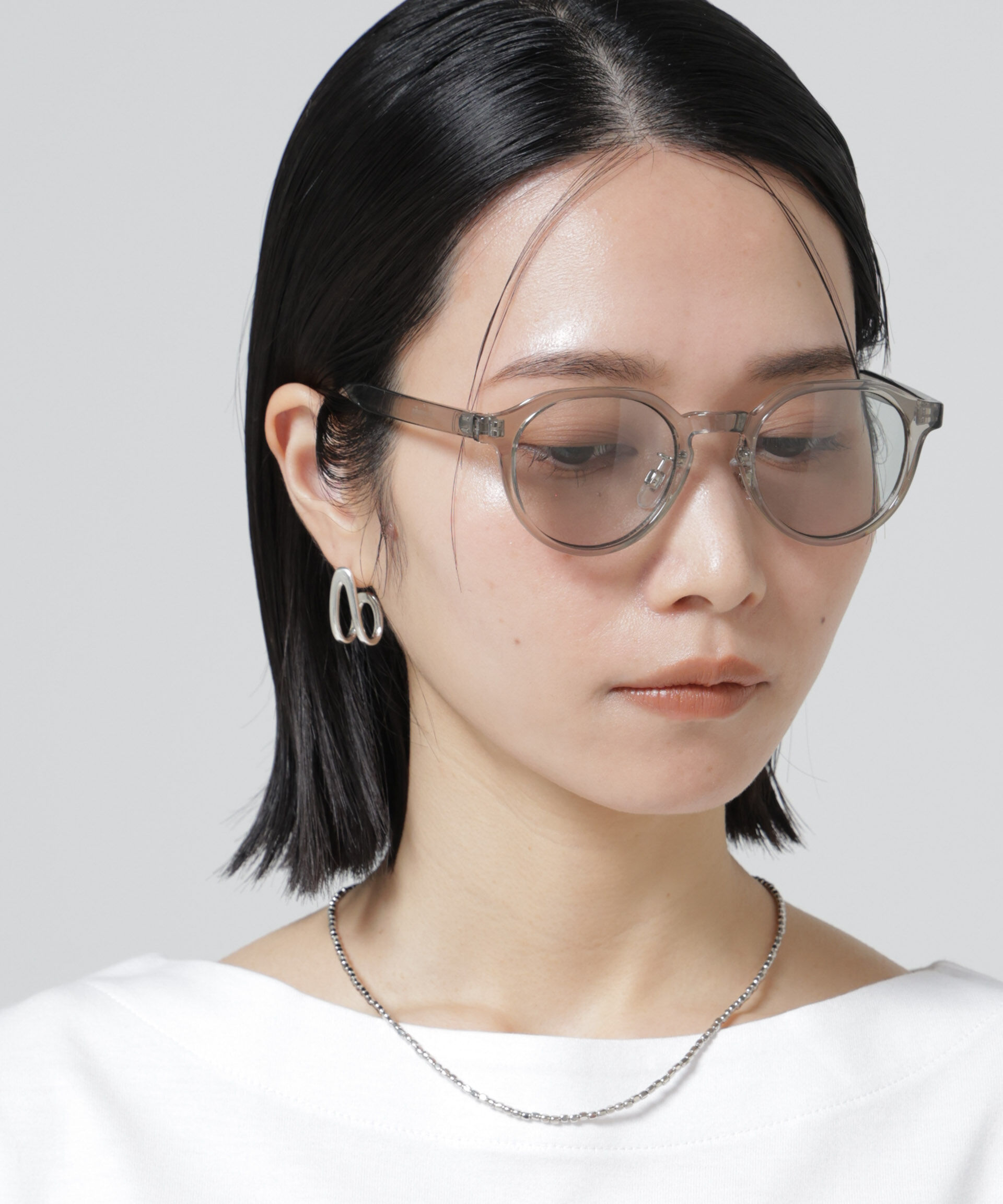 nano･universe「noeyedia/ボストンクリアフレームグラス」|メガネ|グレー