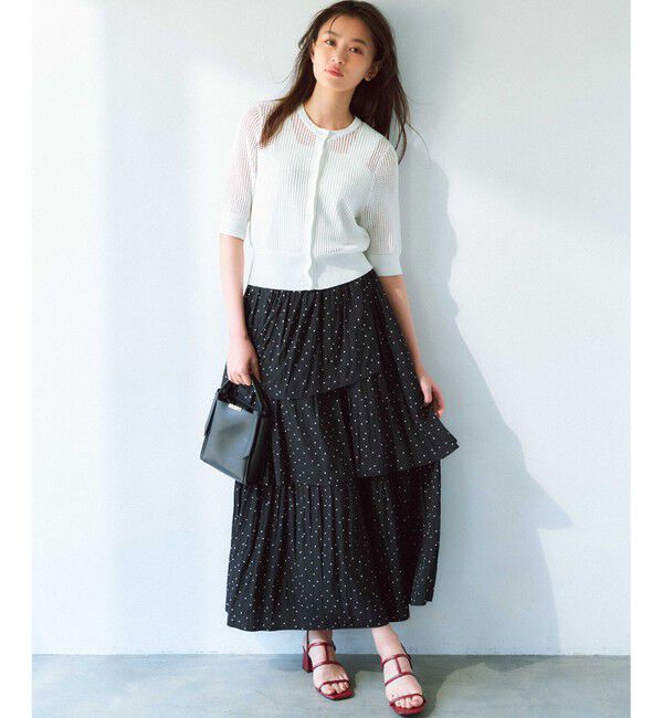 組曲「【前後着用可】メッシュ5分袖ニット カーディガン」|カーディガン|