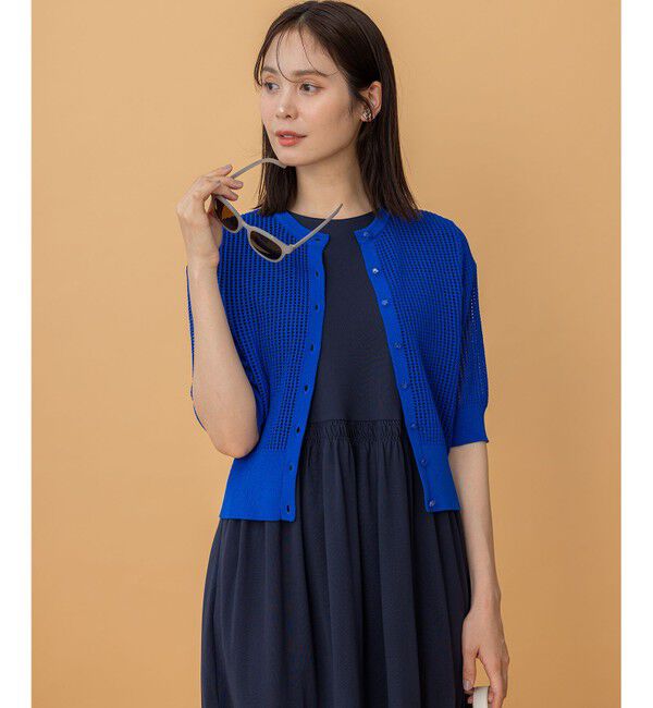 組曲「【前後着用可】メッシュ5分袖ニット カーディガン」|カーディガン|