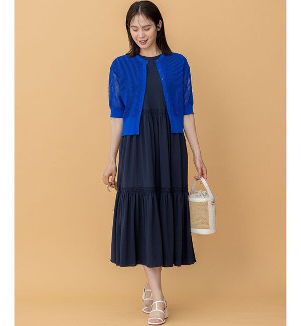 組曲「【前後着用可】メッシュ5分袖ニット カーディガン」|カーディガン|