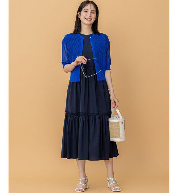 組曲「【前後着用可】メッシュ5分袖ニット カーディガン」|カーディガン|