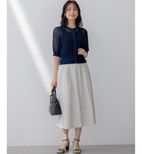 組曲「【前後着用可】メッシュ5分袖ニット カーディガン」|カーディガン|