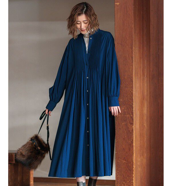 23区「【新色追加/洗える】ヴィンテージライトタフタ ブザム ワンピース」|ワンピース|ブルー系