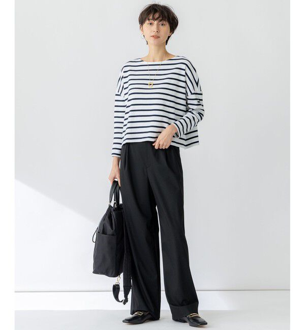 23区「【洗える】Armor-lux スムース クロップド  ボーダー カットソー」|Tシャツ・カットソー|