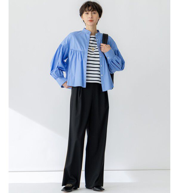 23区「【洗える】Armor-lux スムース クロップド  ボーダー カットソー」|Tシャツ・カットソー|