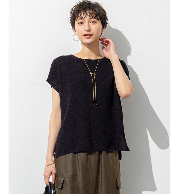 23区「【洗える】シャイニーシアー オーバーサイズ ニット」|ニット・セーター|ブラック系