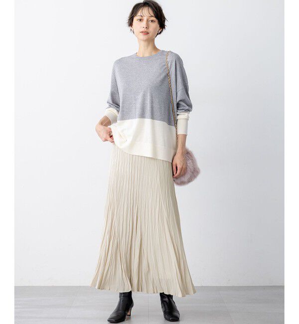 23区「【洗える】ウーステッドウール カラーブロック ニット」|ニット・セーター|