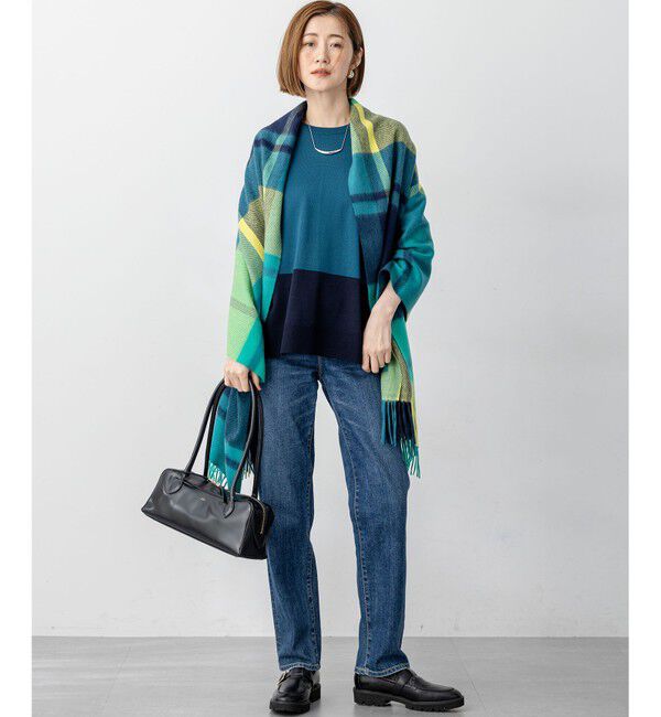 23区「【洗える】ウーステッドウール カラーブロック ニット」|ニット・セーター|